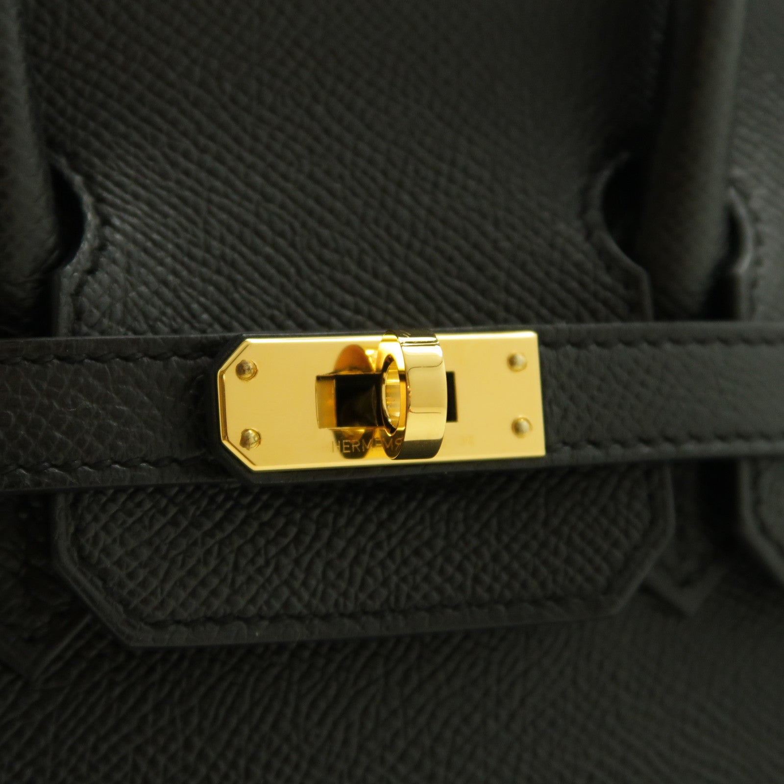HERMES Epsom皮革Birkin 25金扣手挽袋Noir/黑色