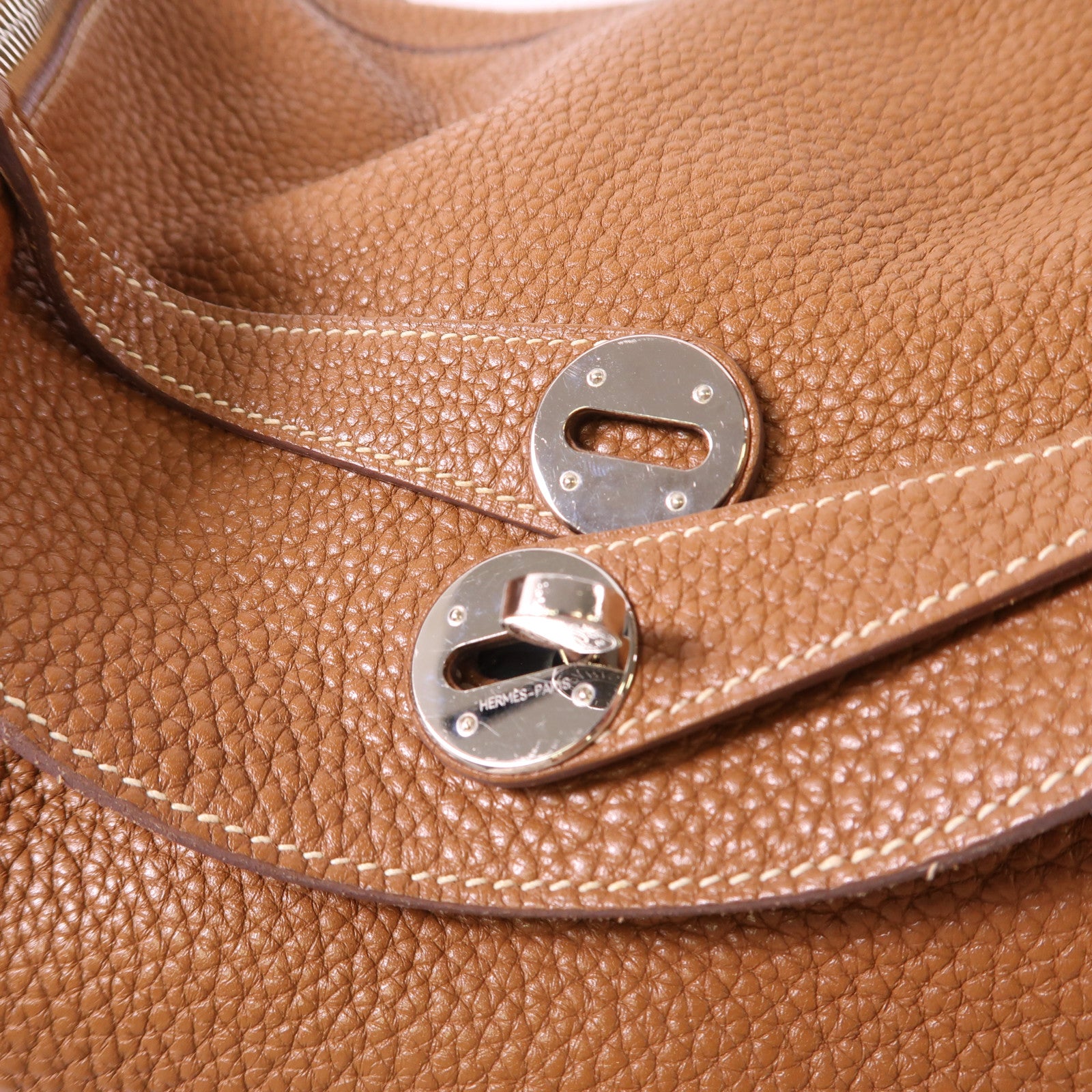 HERMES 【激減優惠】Clemence皮革Lindy 30銀扣手挽肩背兩用袋Gold