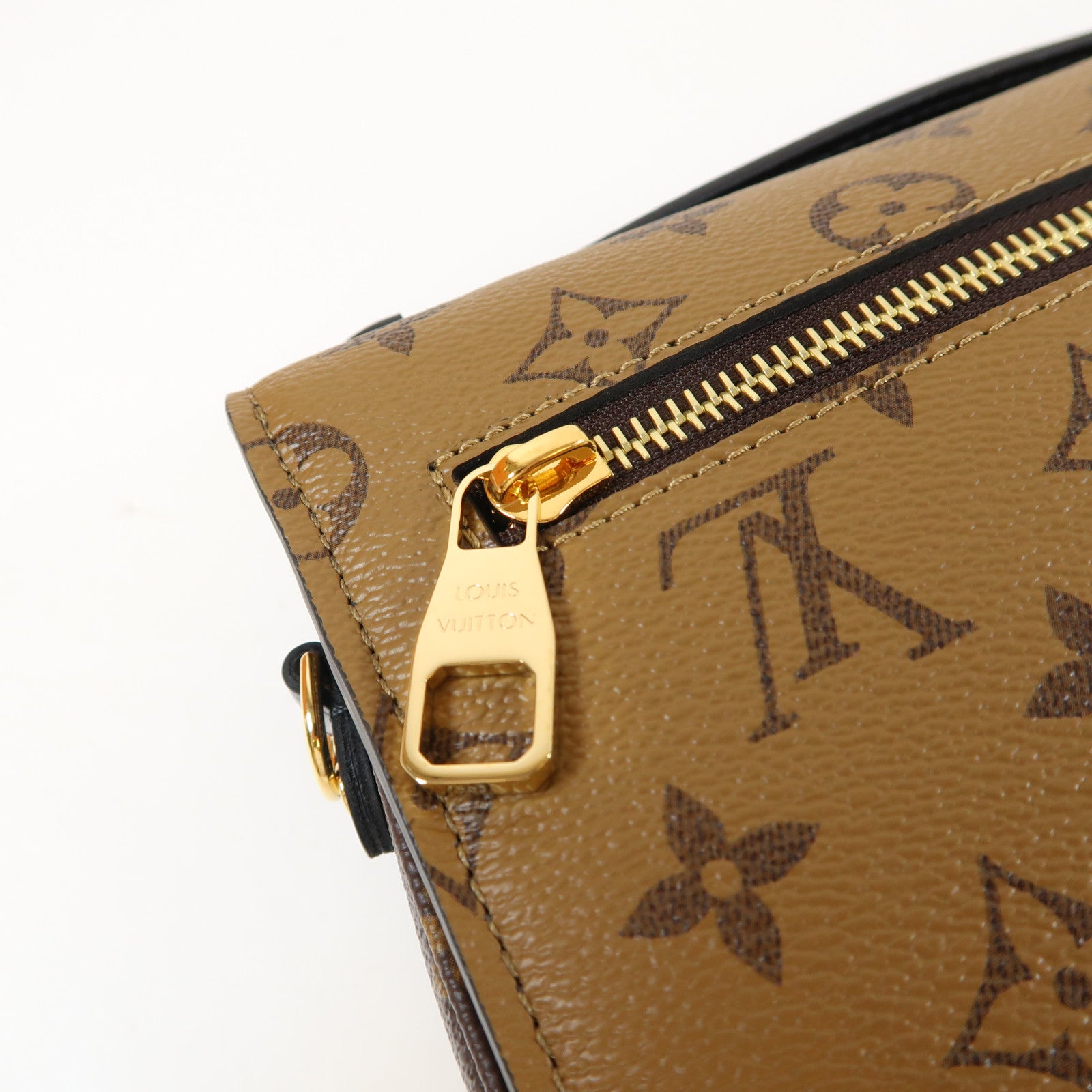 LOUIS VUITTON Monogram Reverse Pochette Métis金扣手挽肩背兩用袋啡色