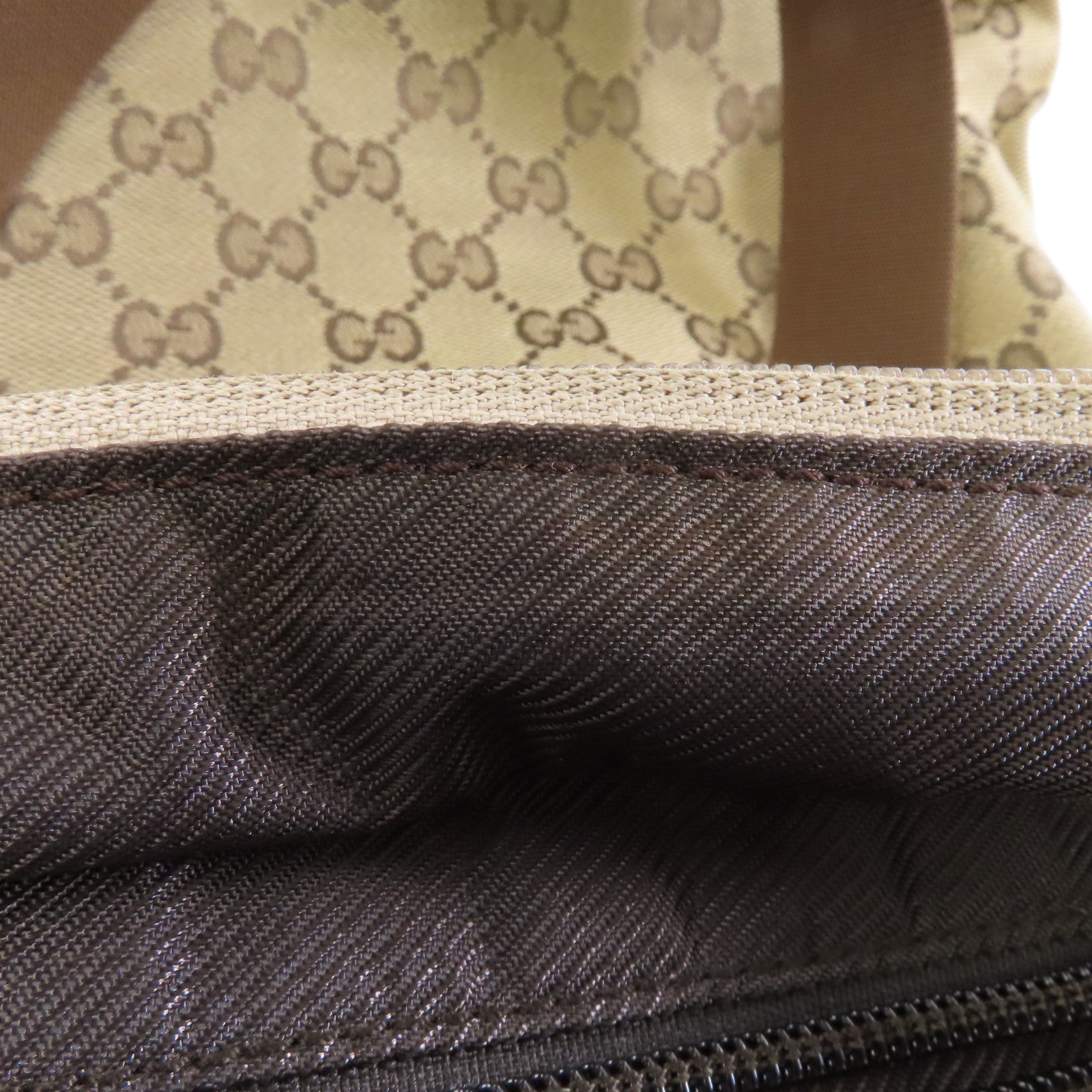 GUCCI 帆布Tote Bag銀扣手挽袋棕色