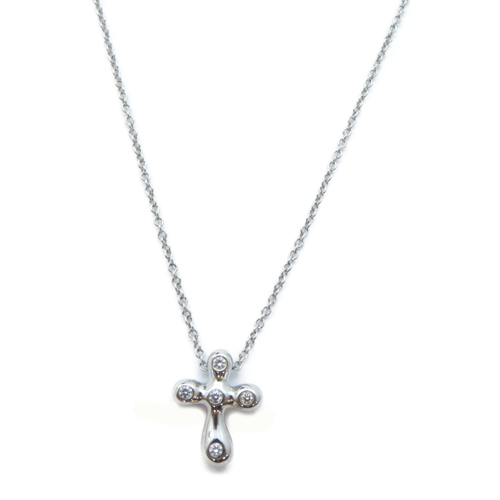 TIFFANY＆CO PT950鉑金Elsa Peretti Cross Diamond Necklace鑽石項鍊