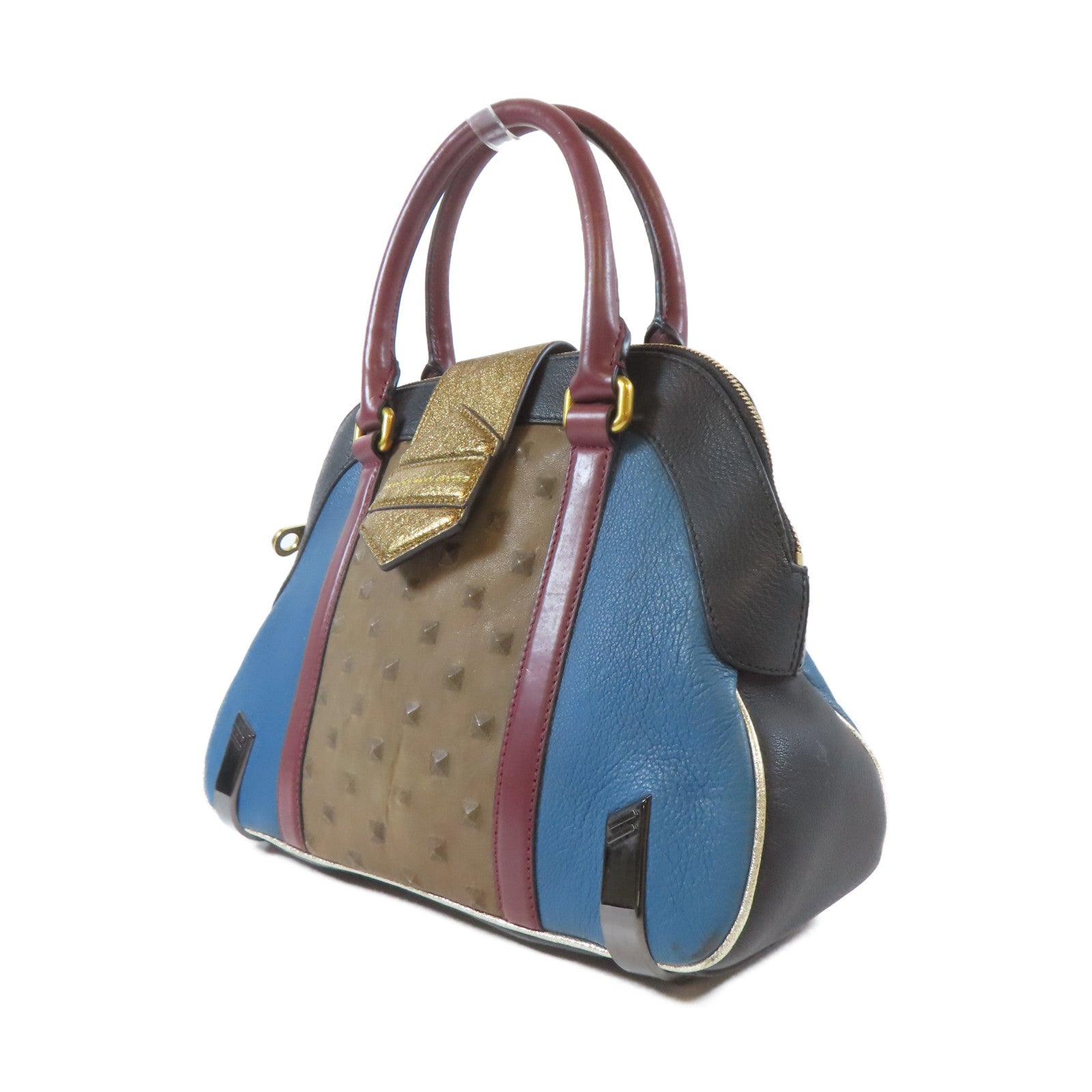 MARC BY MARC JACOBS 牛皮皮革Hand Bag金扣手挽袋藍色/黑色/金色/啡色
