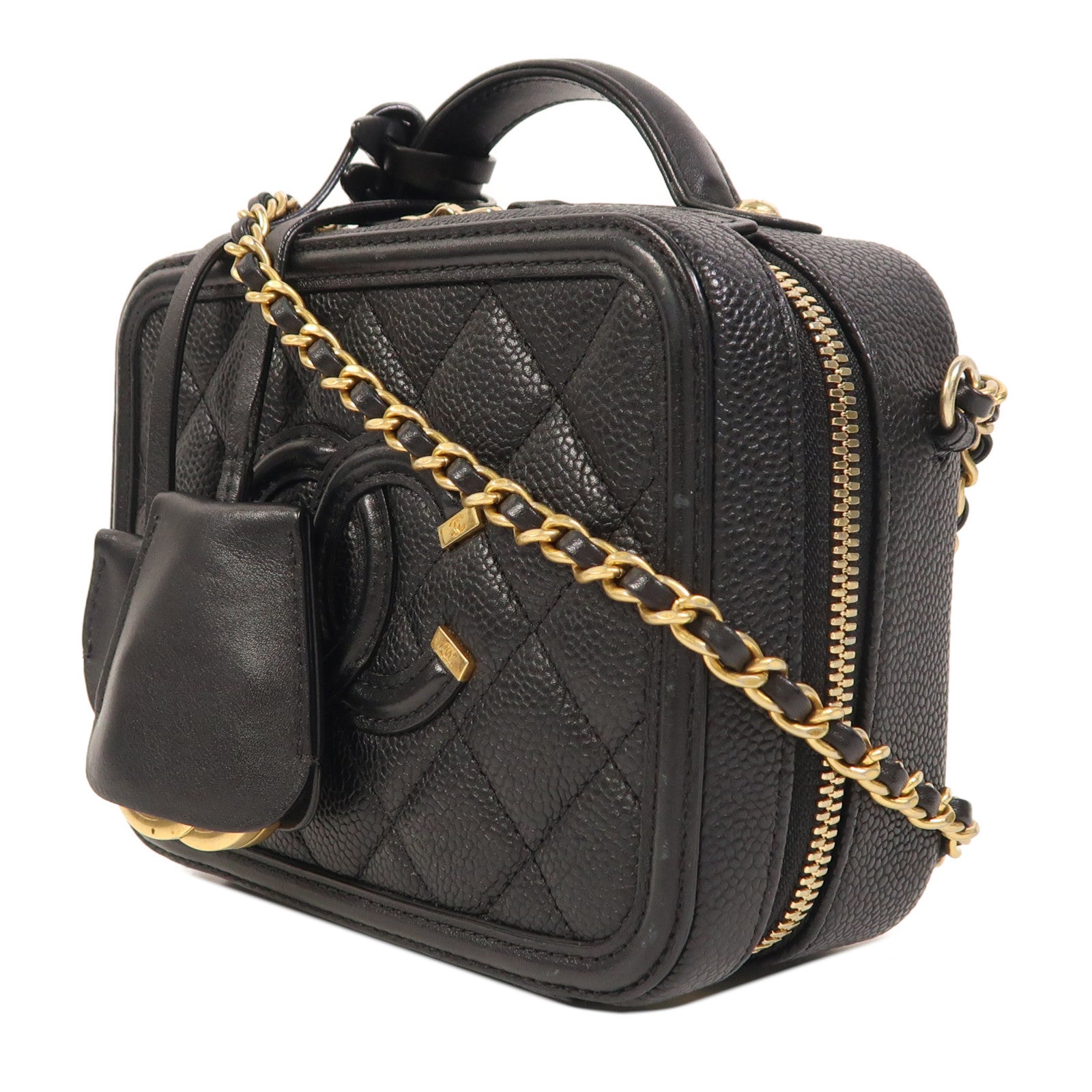 CHANEL 【激減優惠】牛皮皮革Vanity Case金扣手挽肩背兩用袋