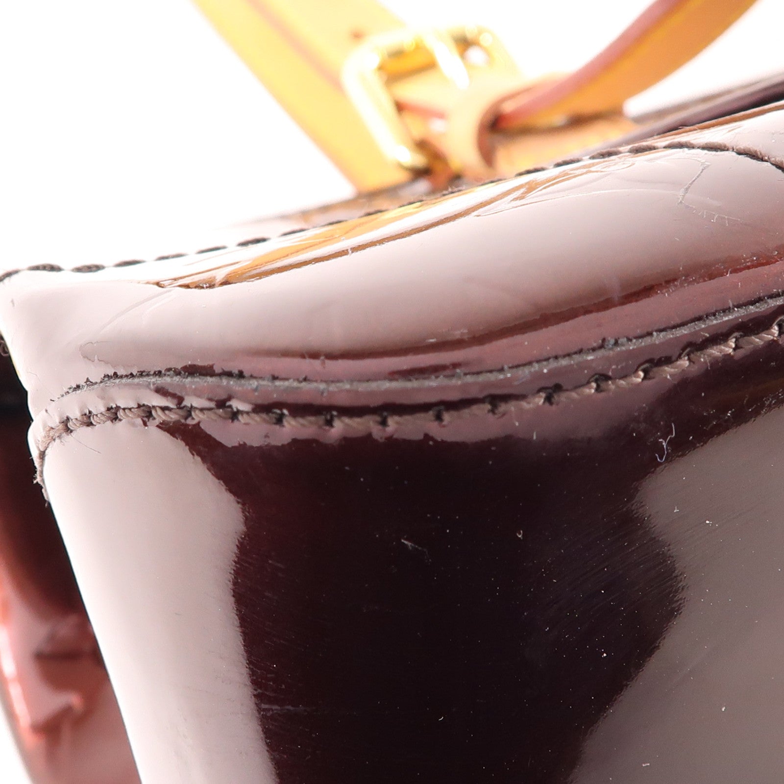 LOUIS VUITTON Monogram Vernis Rosewood Avenue金扣肩背袋酒紅色