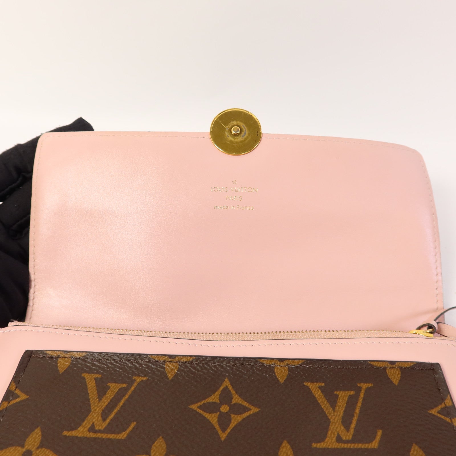 LOUIS VUITTON Monogram Flore Chain Wallet金扣鏈帶肩背袋