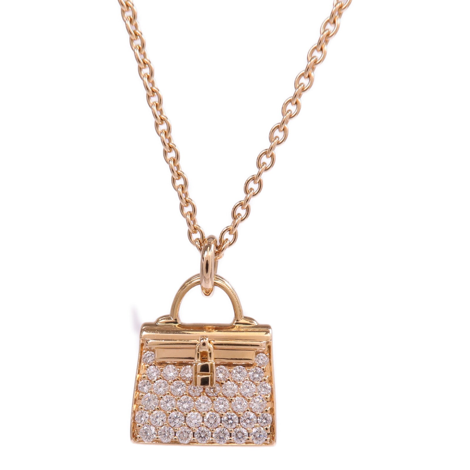 HERMES 【激減優惠】18K玫瑰金Amulettes Kelly Pendant鑽石項鍊