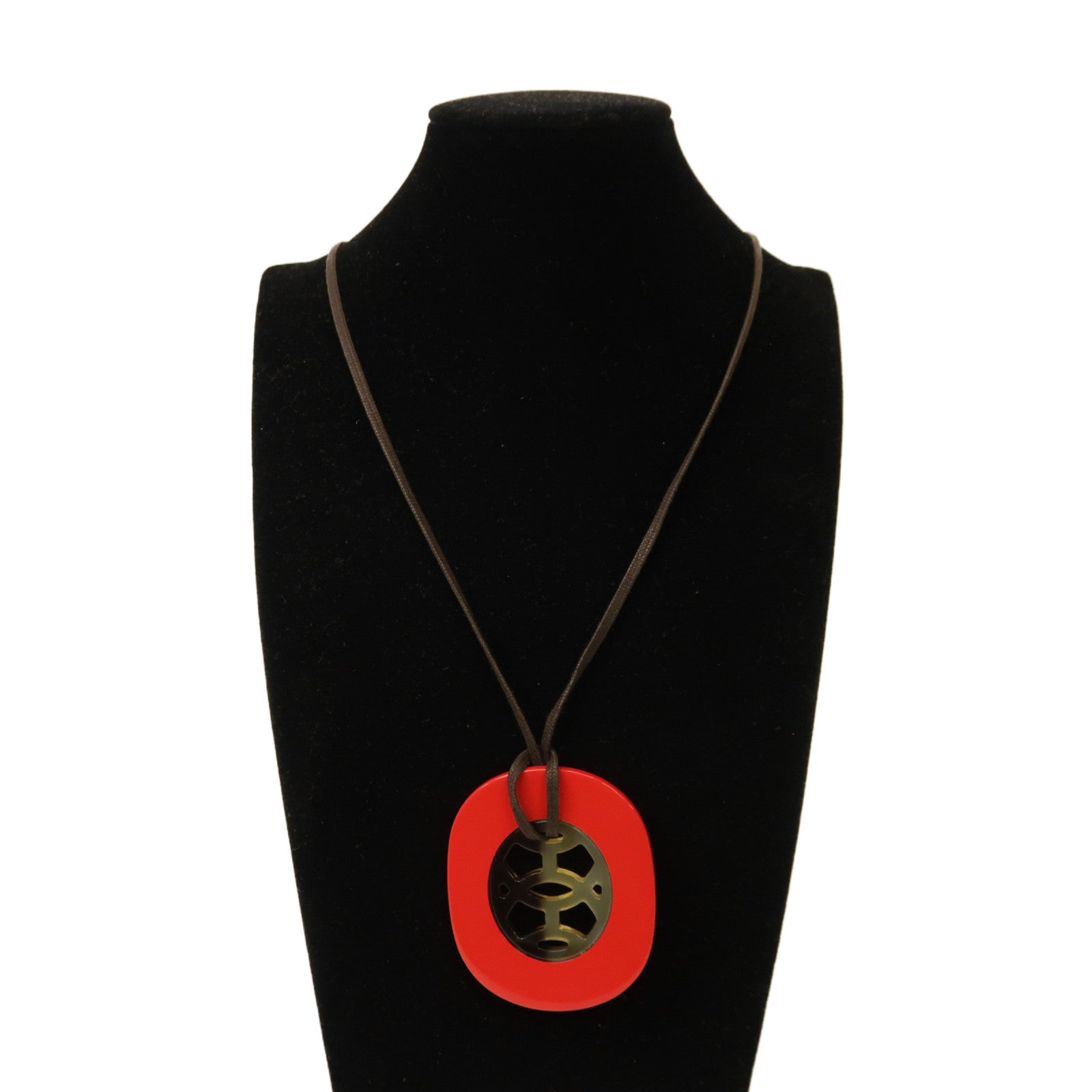 HERMES 【激減優惠】水牛角Necklace項鏈紅色/黑色