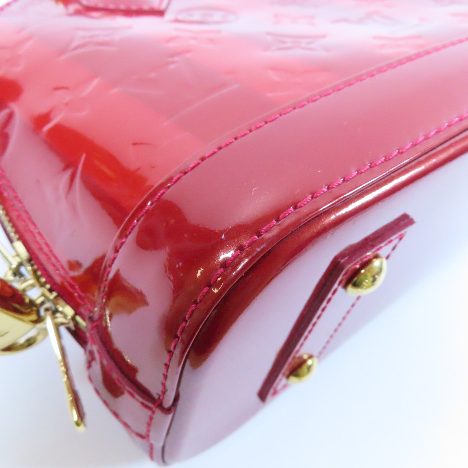 LOUIS VUITTON 【激減優惠】Monogram Vernis Alma BB金扣手挽袋紅色