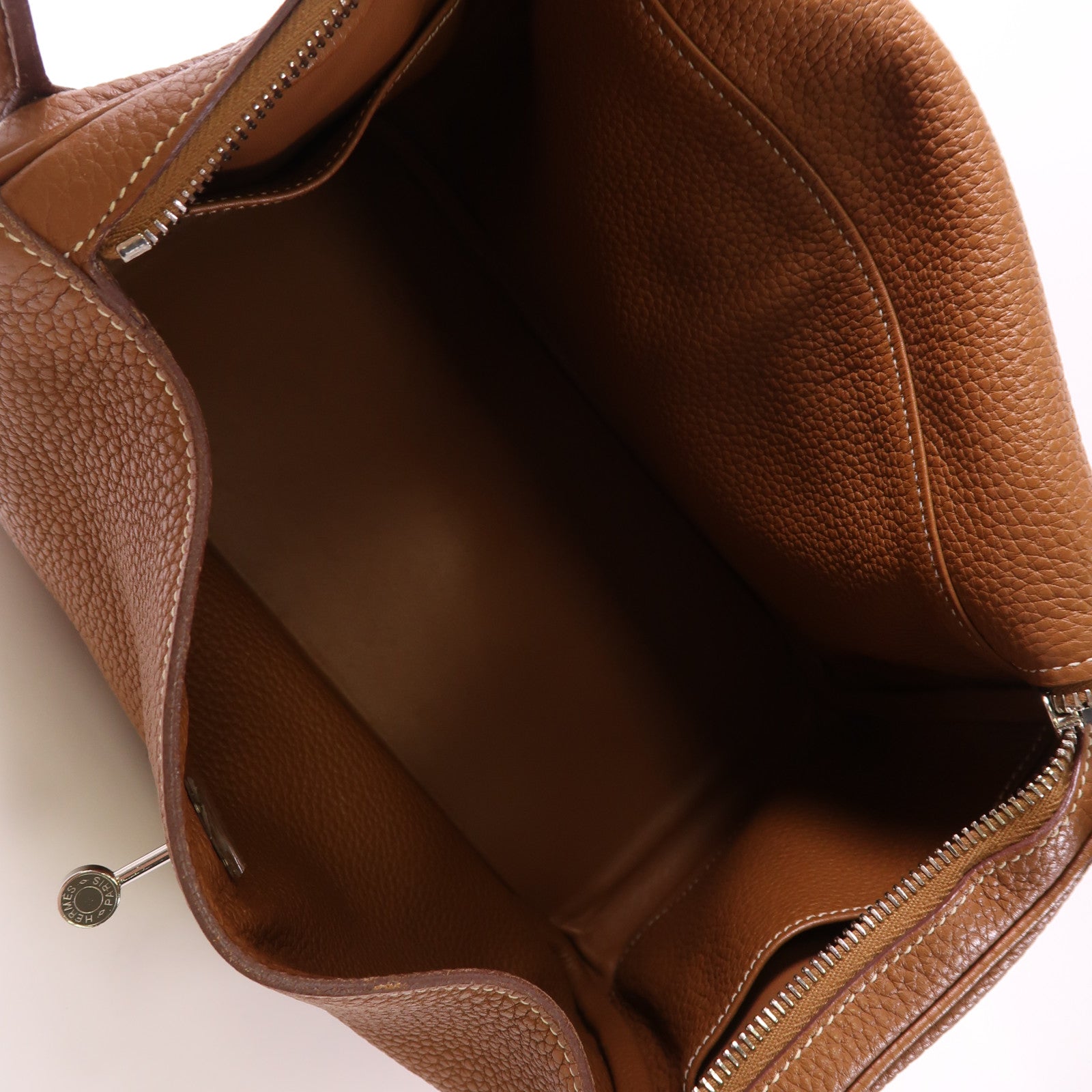 HERMES Clemence皮革Lindy 30銀扣手挽肩背兩用袋Gold