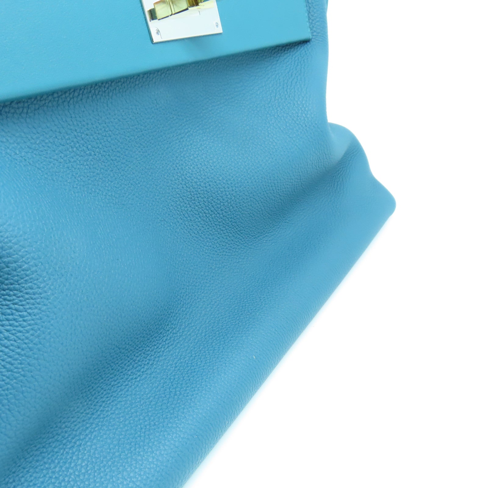 HERMES Evercolor皮革24/24 35cm银色/金色Colvert蓝色