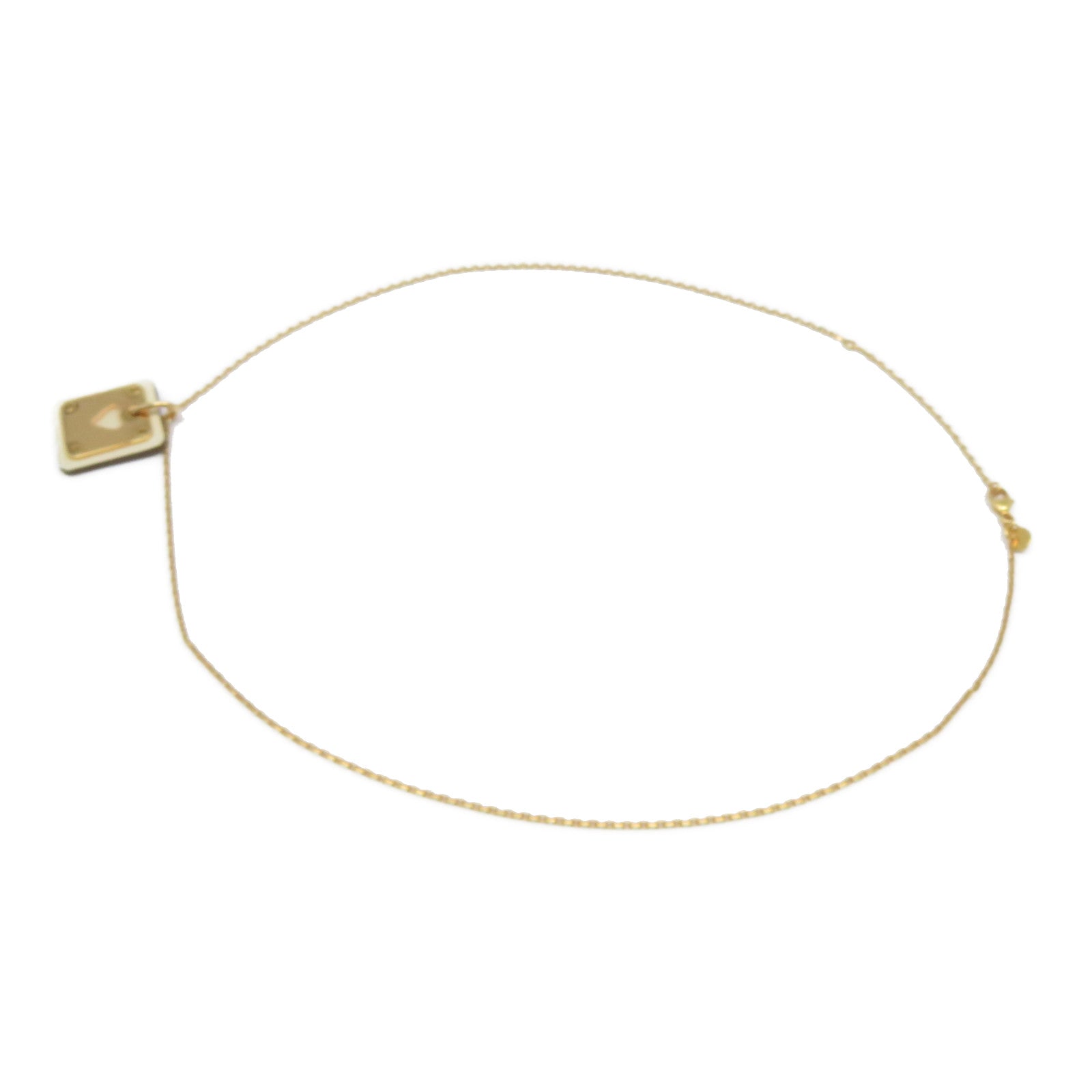 HERMES 【激減優惠】Swift皮革/金屬As de Coeur Pendant項鍊白色/金色