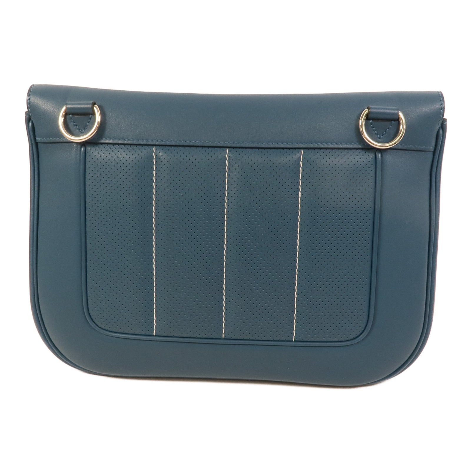HERMES Swift皮革Berline 28銀扣肩背袋Bleu Colvert