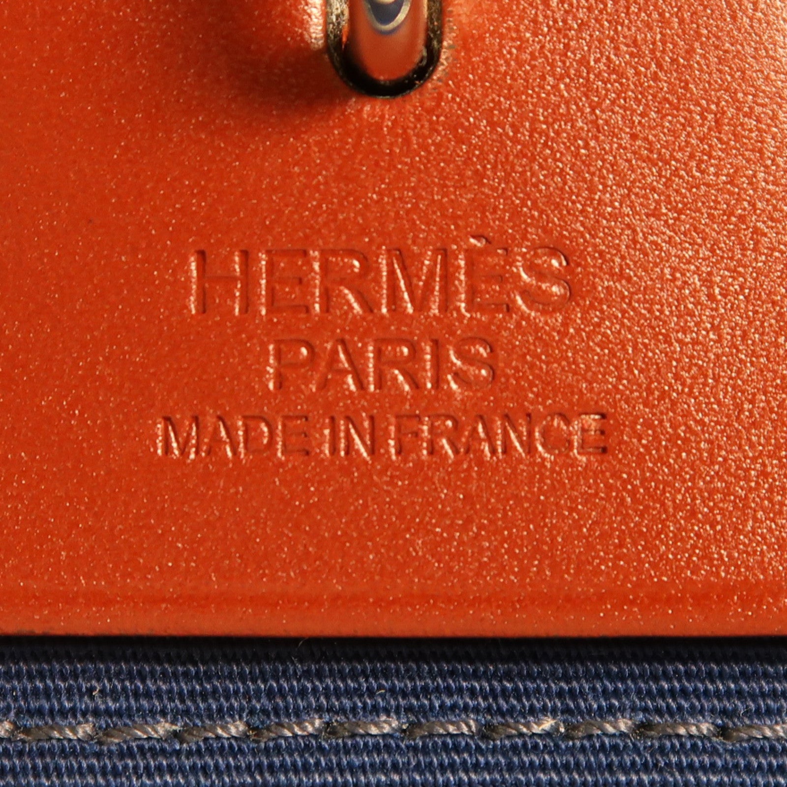 HERMES 帆布/皮革Herbag PM銀扣手挽肩背兩用袋Bleu Agate深藍色/Rouge H紅色