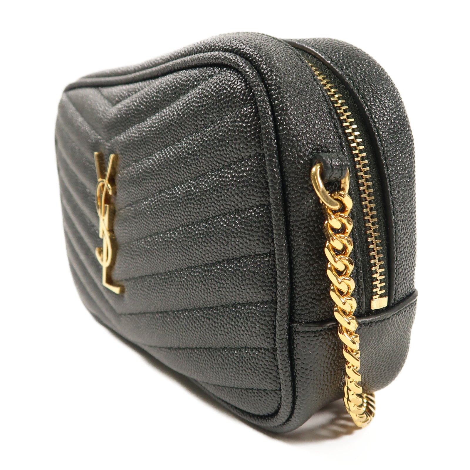 YVES SAINT LAURENT 牛皮皮革Shoulder Bag金扣鏈帶肩背袋