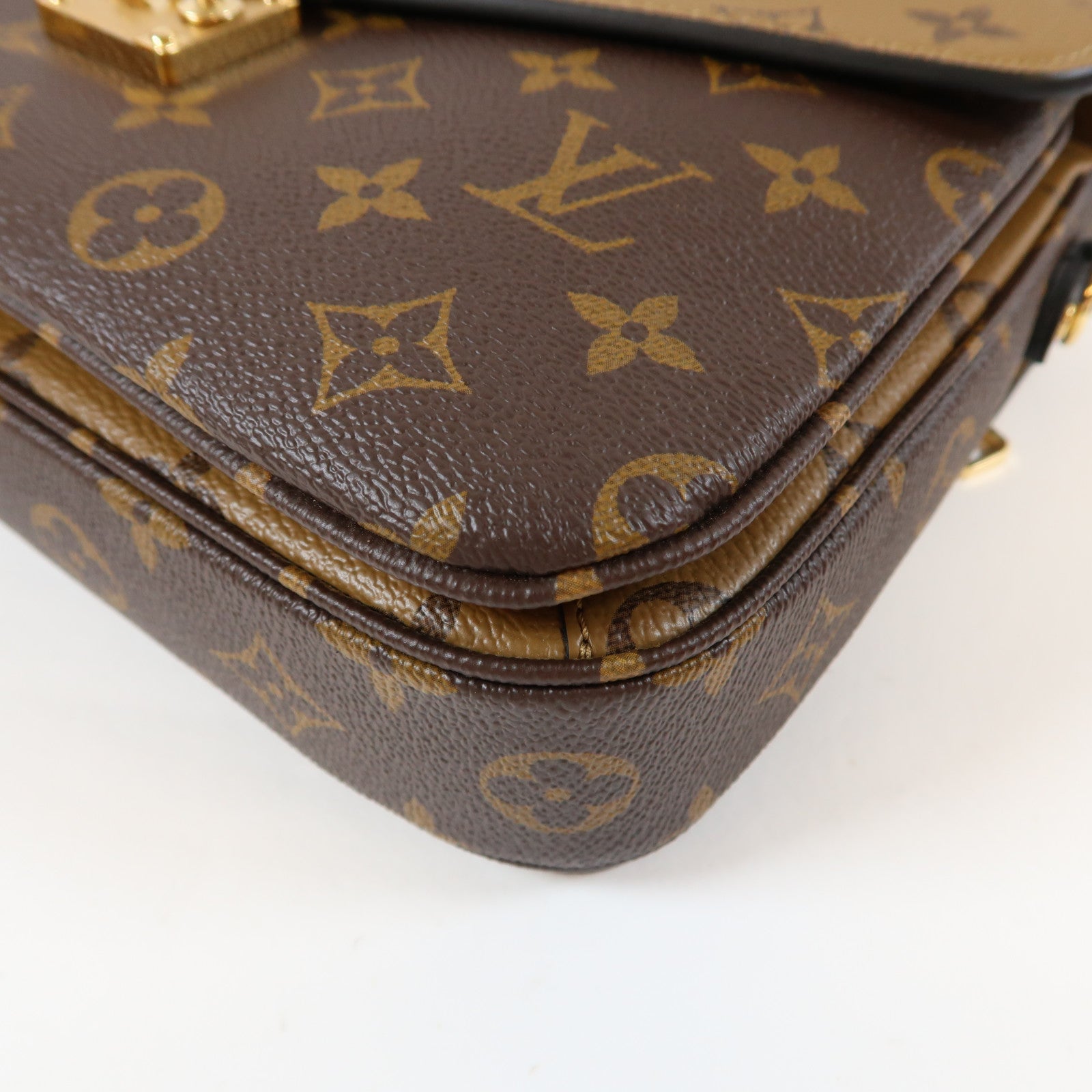 LOUIS VUITTON Monogram Reverse Pochette Métis金扣手挽肩背兩用袋啡色