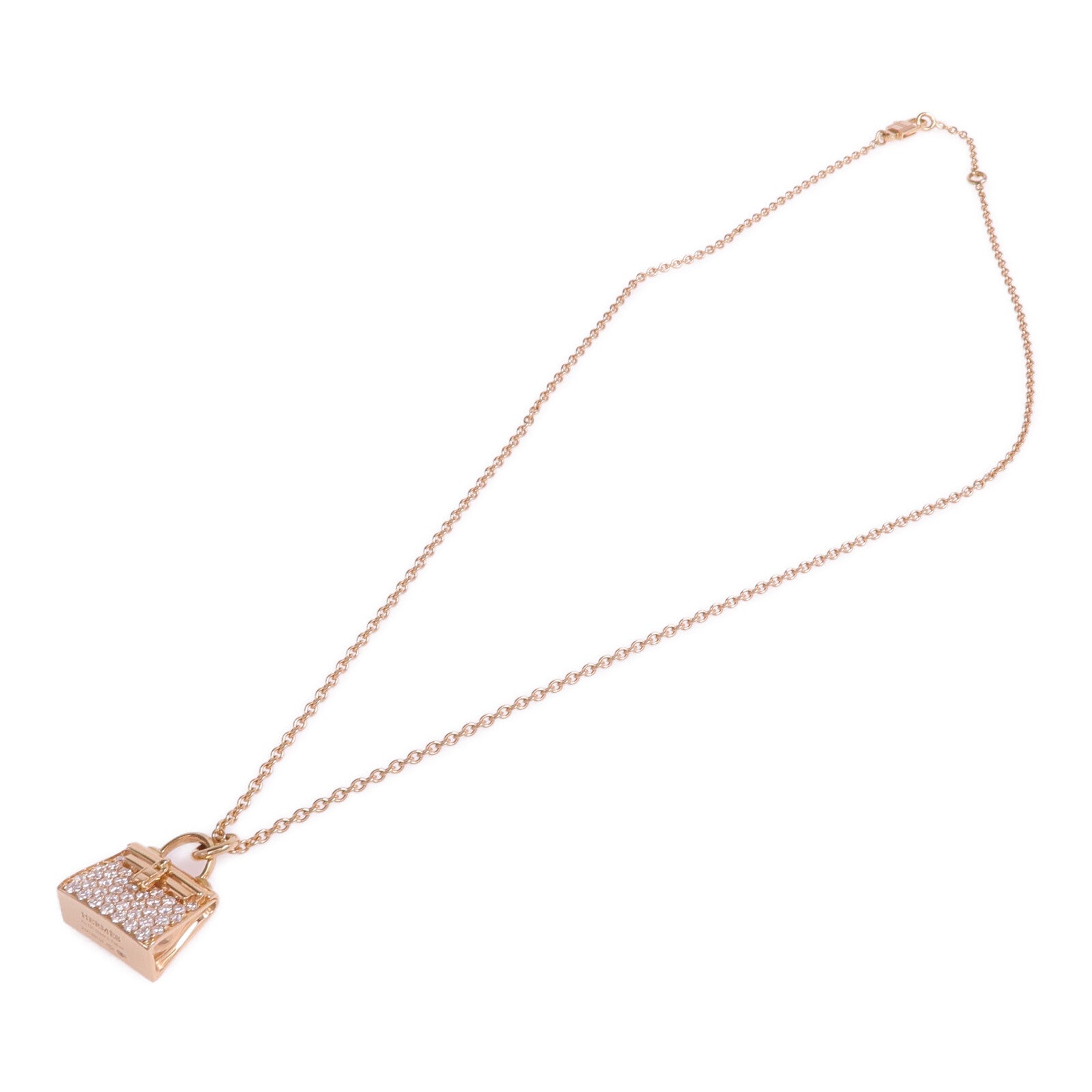 HERMES 【激減優惠】18K玫瑰金Amulettes Kelly Pendant鑽石項鍊