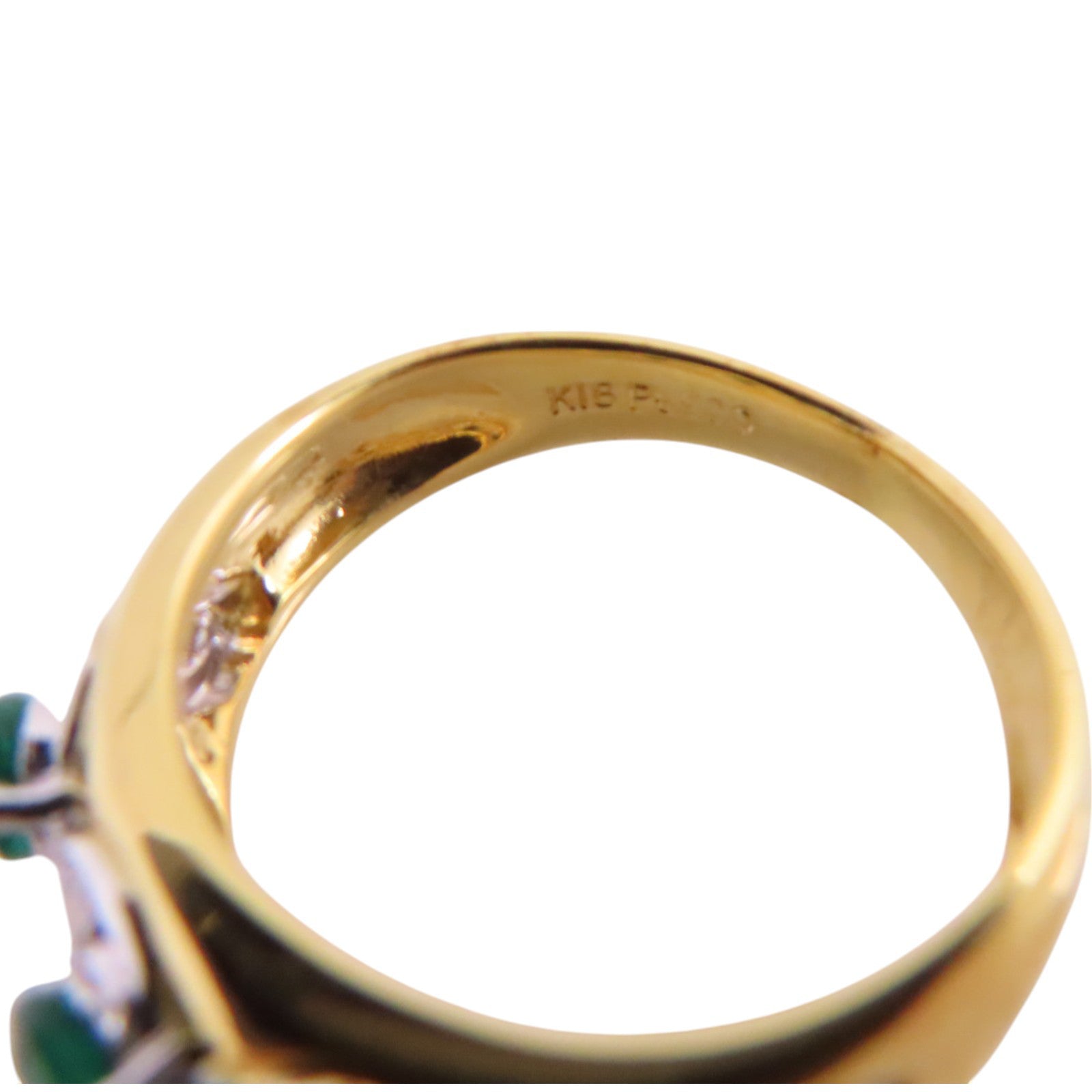 JEWELRY 【激減優惠】18K黃金/PT900鉑金/綠寶石/鑽石Emerald Diamond Ring戒指US#5.25