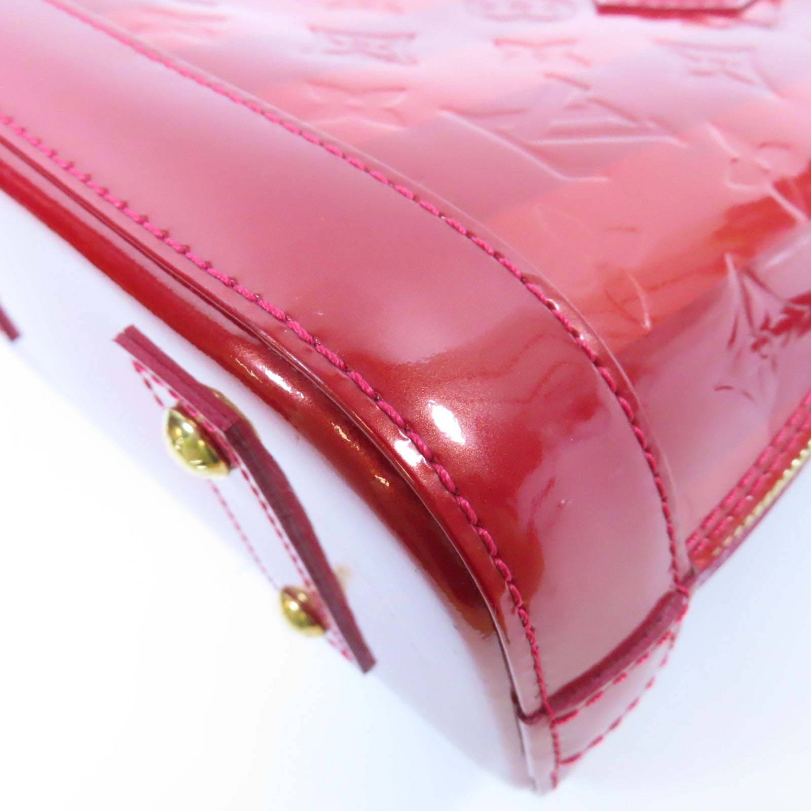 LOUIS VUITTON 【激減優惠】Monogram Vernis Alma BB金扣手挽袋紅色