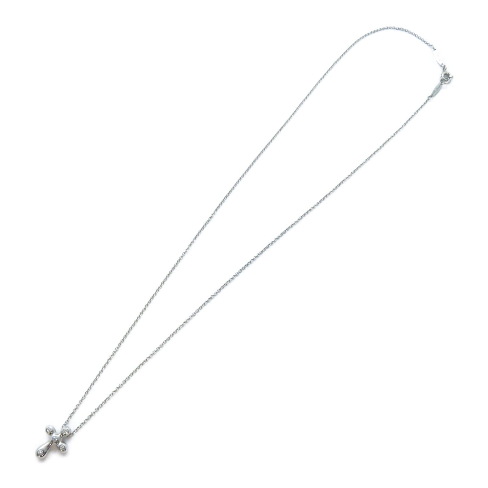 TIFFANY＆CO PT950鉑金Elsa Peretti Cross Diamond Necklace鑽石項鍊