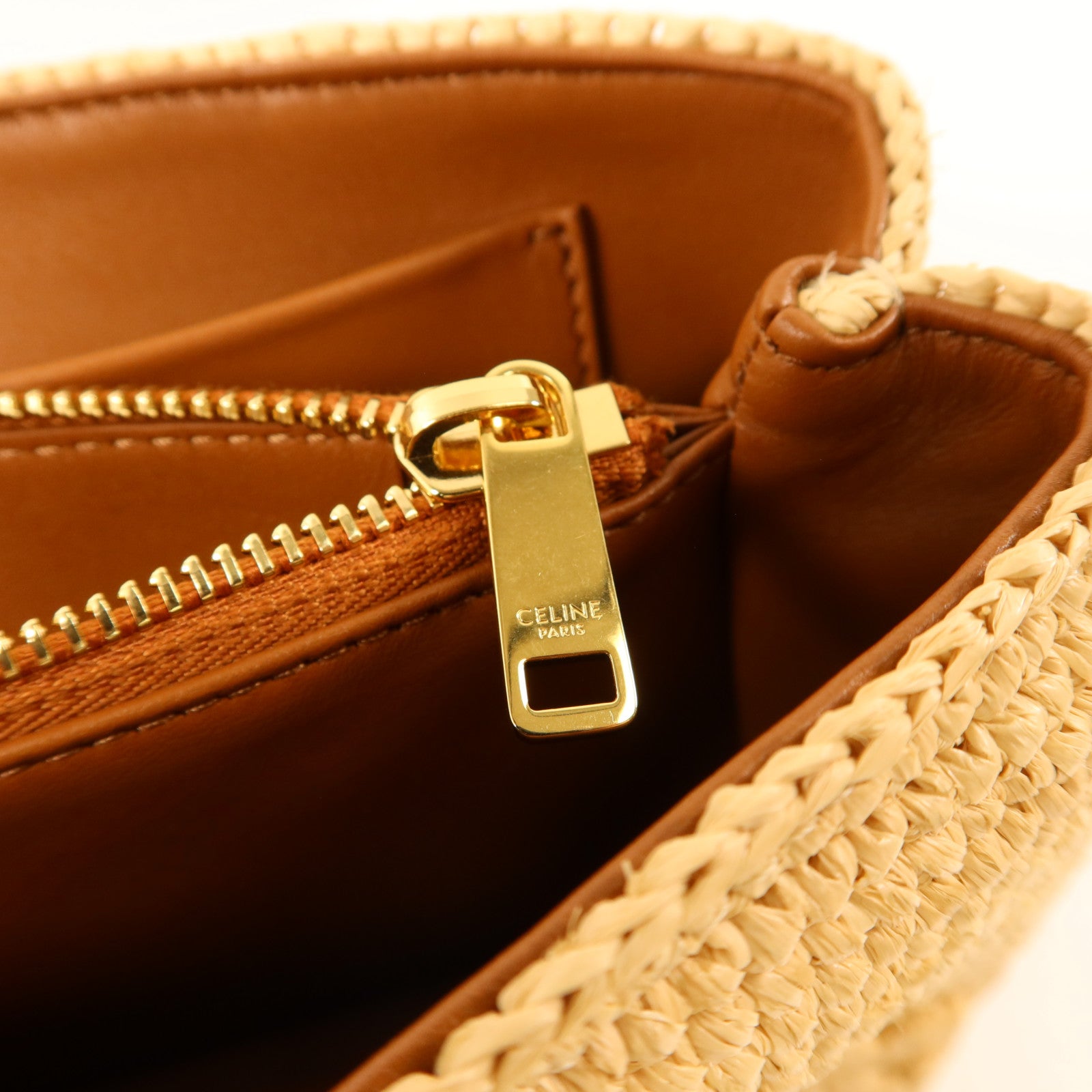 CELINE Raffia Victoire Bag金扣鏈帶肩背袋