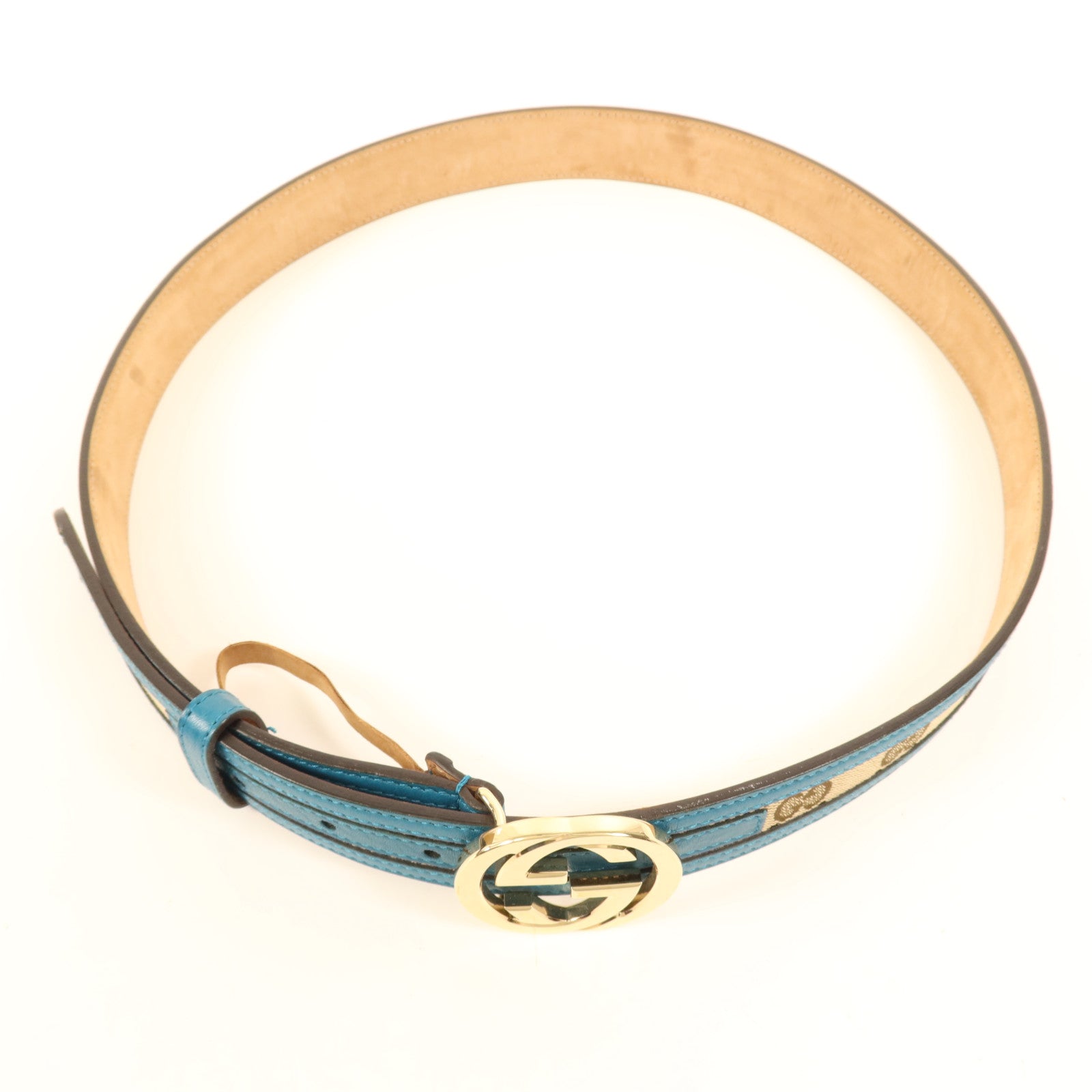 GUCCI 皮革/帆布Belt金扣皮帶