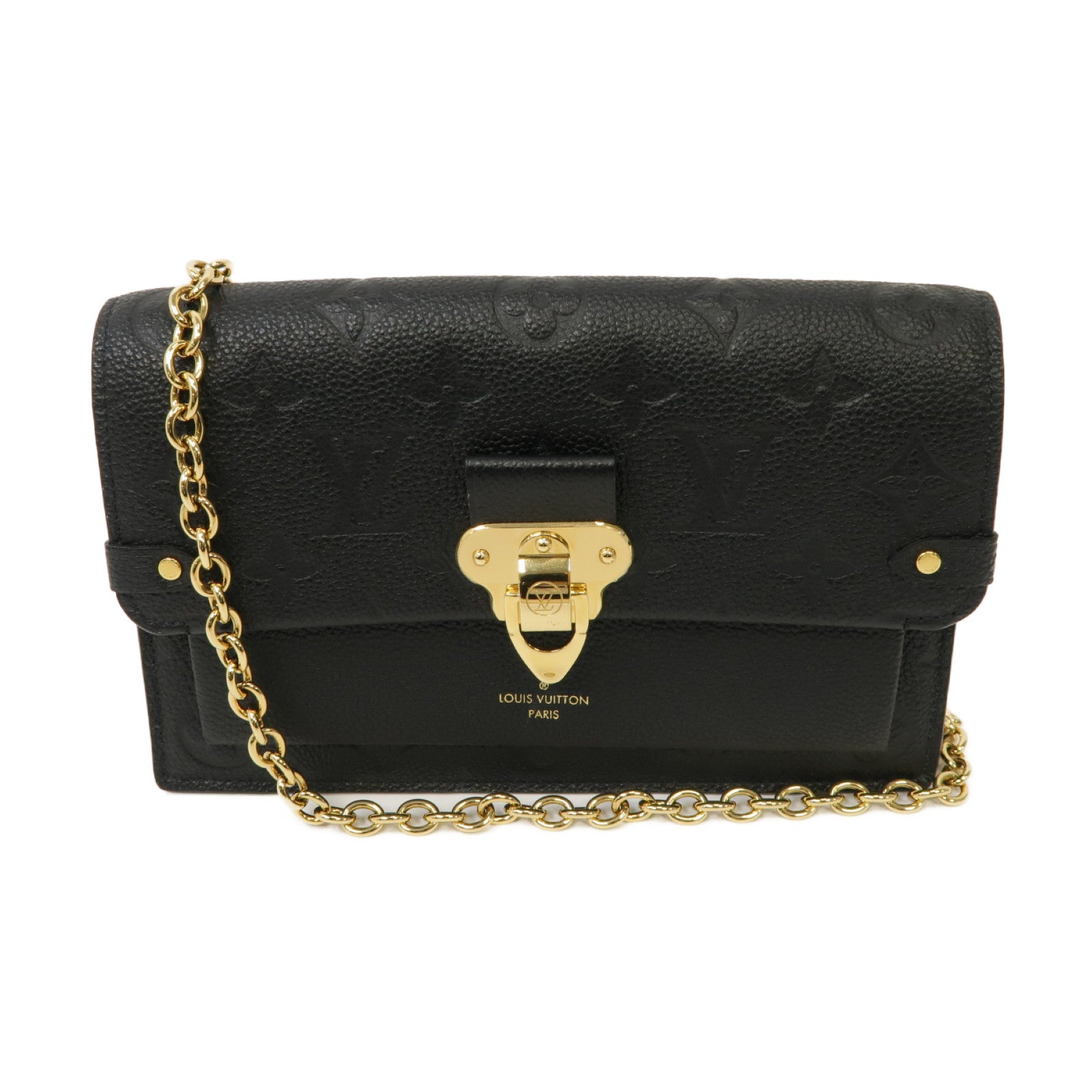 LOUIS VUITTON Monogram Empreinte Vavin金扣鏈帶肩背袋黒色