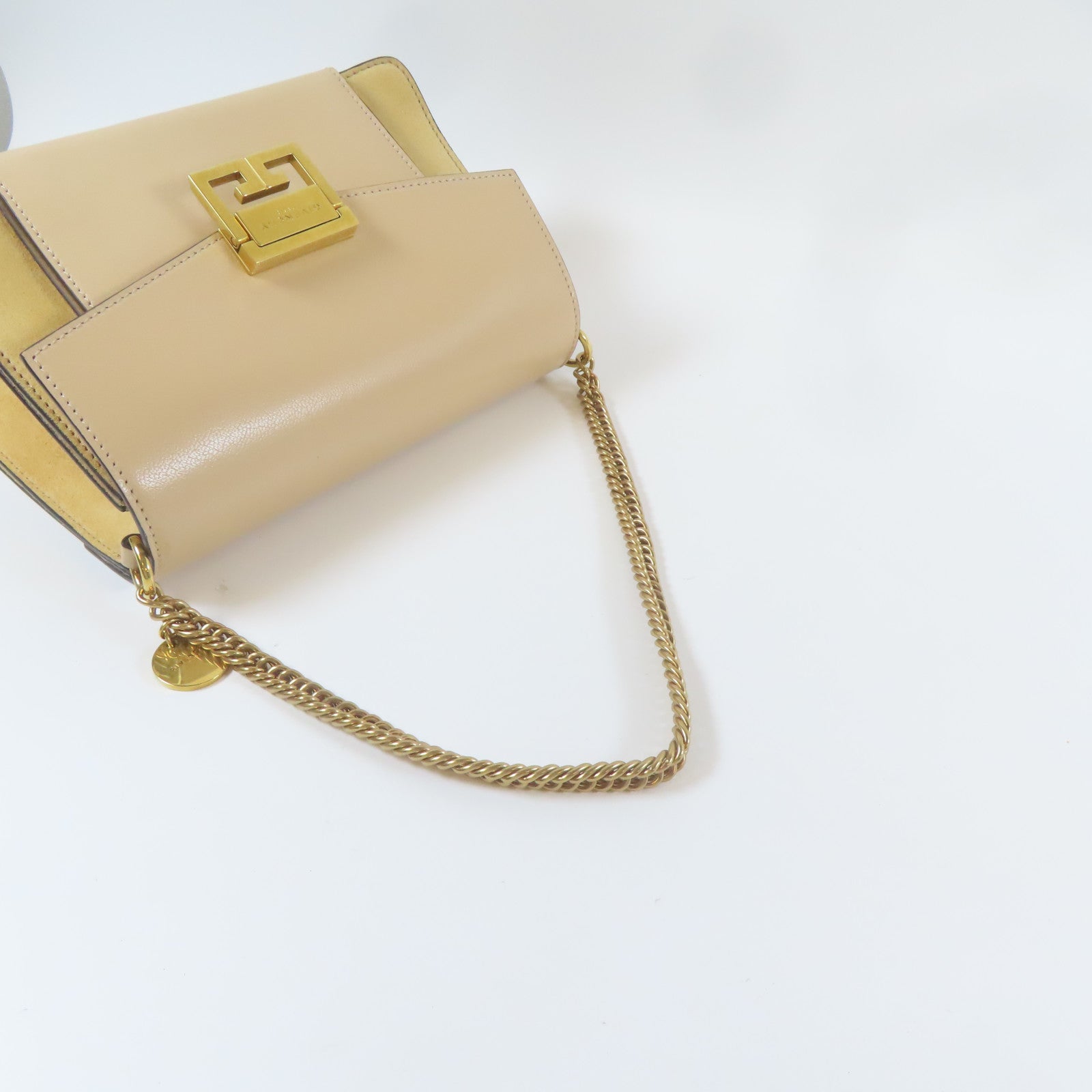 GIVENCHY 【激減優惠】牛皮皮革Shoulder Bag金扣手挽肩背兩用袋杏色