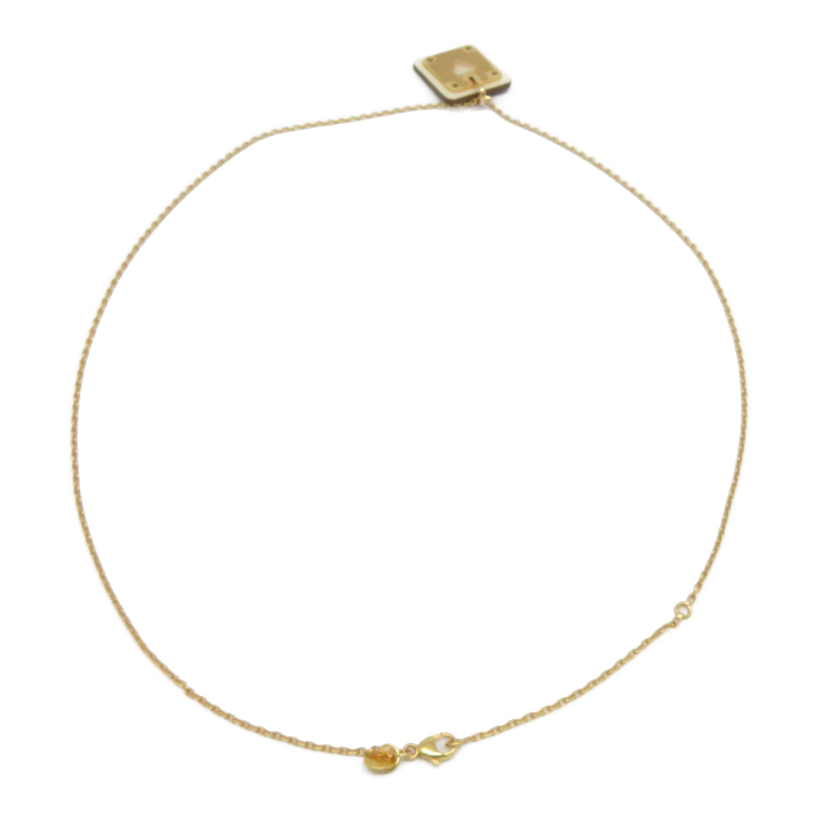HERMES 【激減優惠】Swift皮革/金屬As de Coeur Pendant項鍊白色/金色