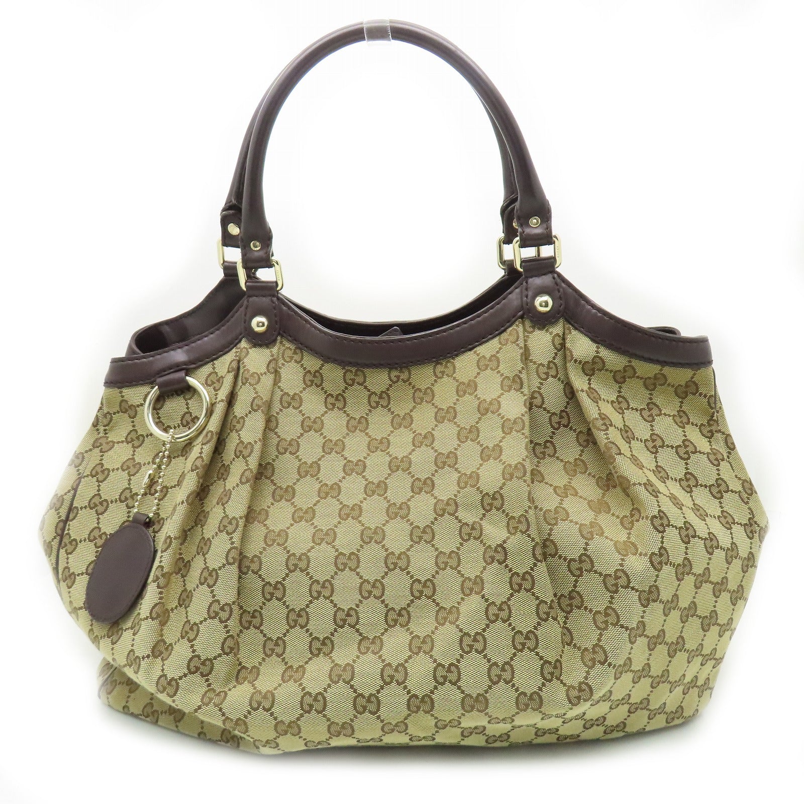 GUCCI 【激減優惠】帆布Shoulder Bag金扣肩背袋啡色