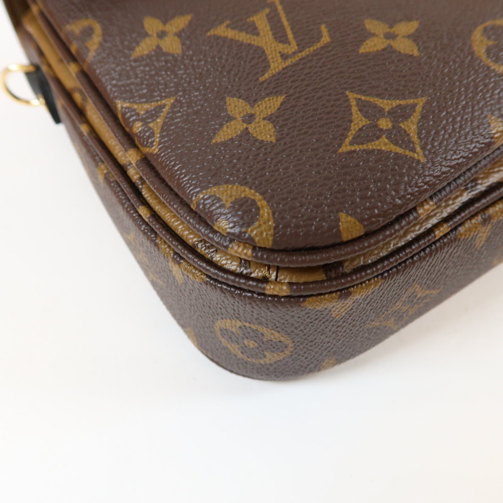 LOUIS VUITTON Monogram Reverse Pochette Métis金扣手挽肩背兩用袋啡色