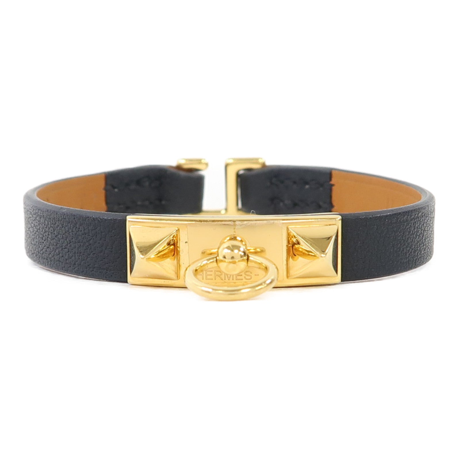 HERMES Swift皮革Rivale Mini Bracelet手鐲黑色