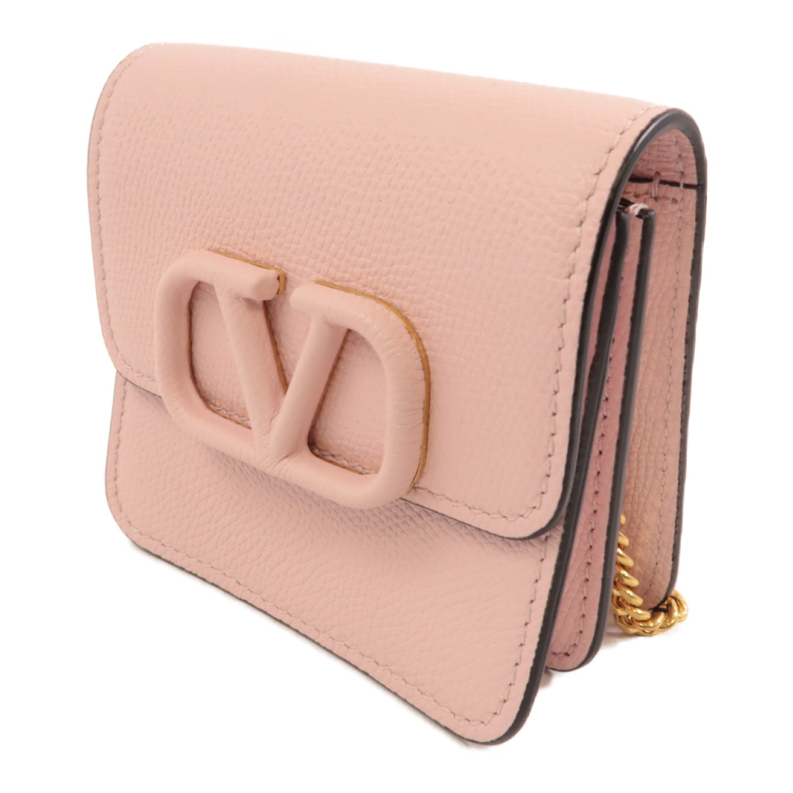 Valentino 牛皮皮革Garavani Small金扣鏈帶肩背袋粉紅色