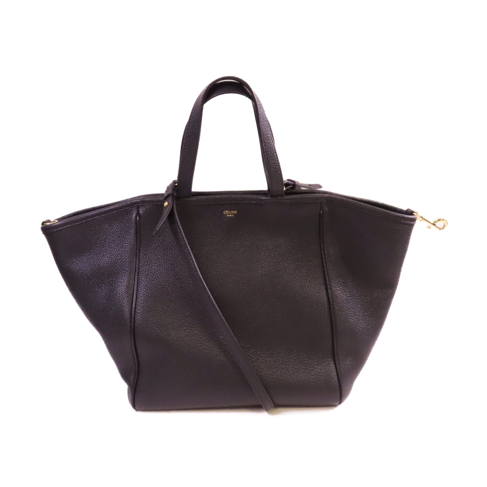 CELINE 牛皮皮革Tote Bag金扣手挽肩背兩用袋黑色
