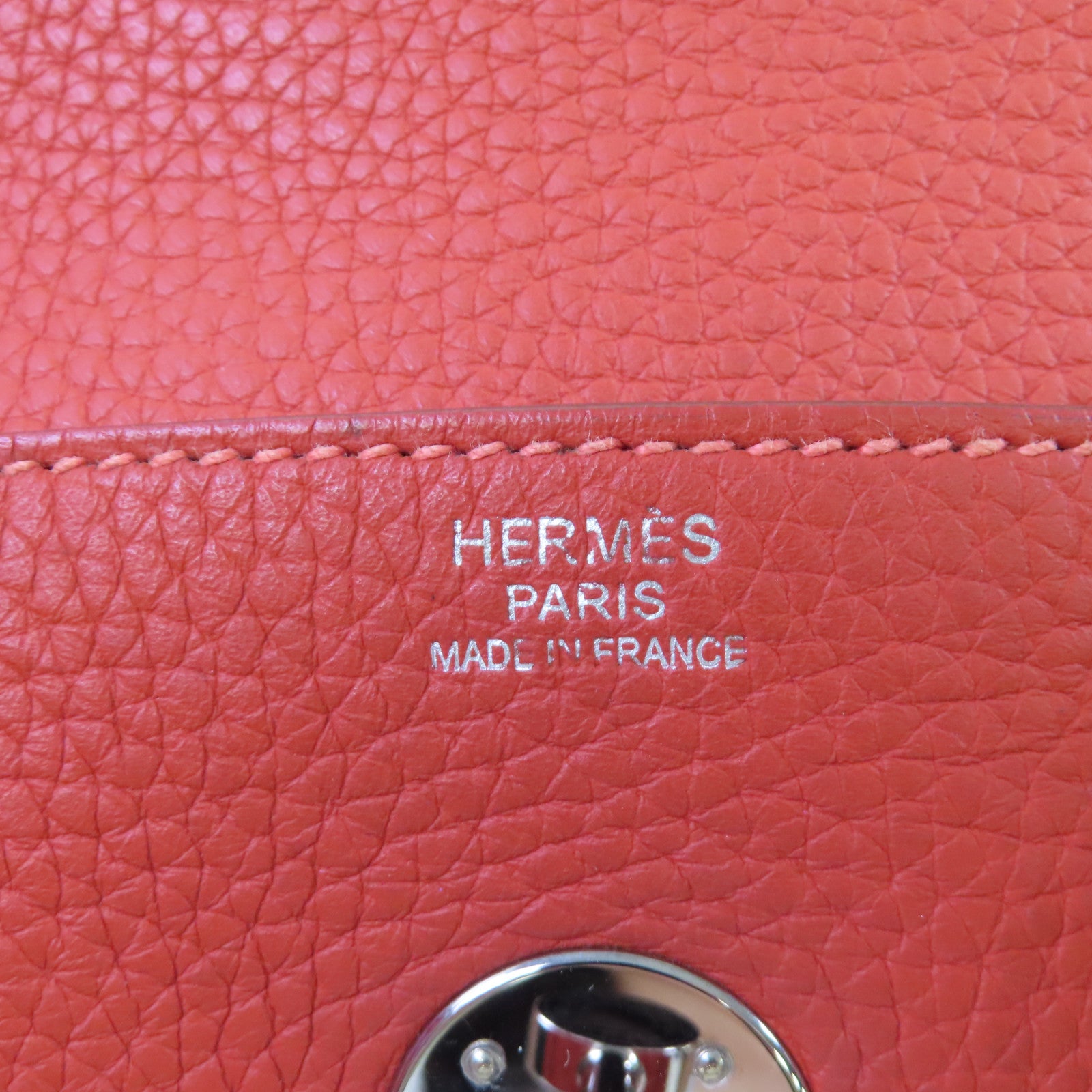 HERMES Clemence皮革Lindy 30 Shoulder Bag銀扣肩背袋9M Sanguine三文魚紅色/2R Rouge Pivoine牡丹紅色