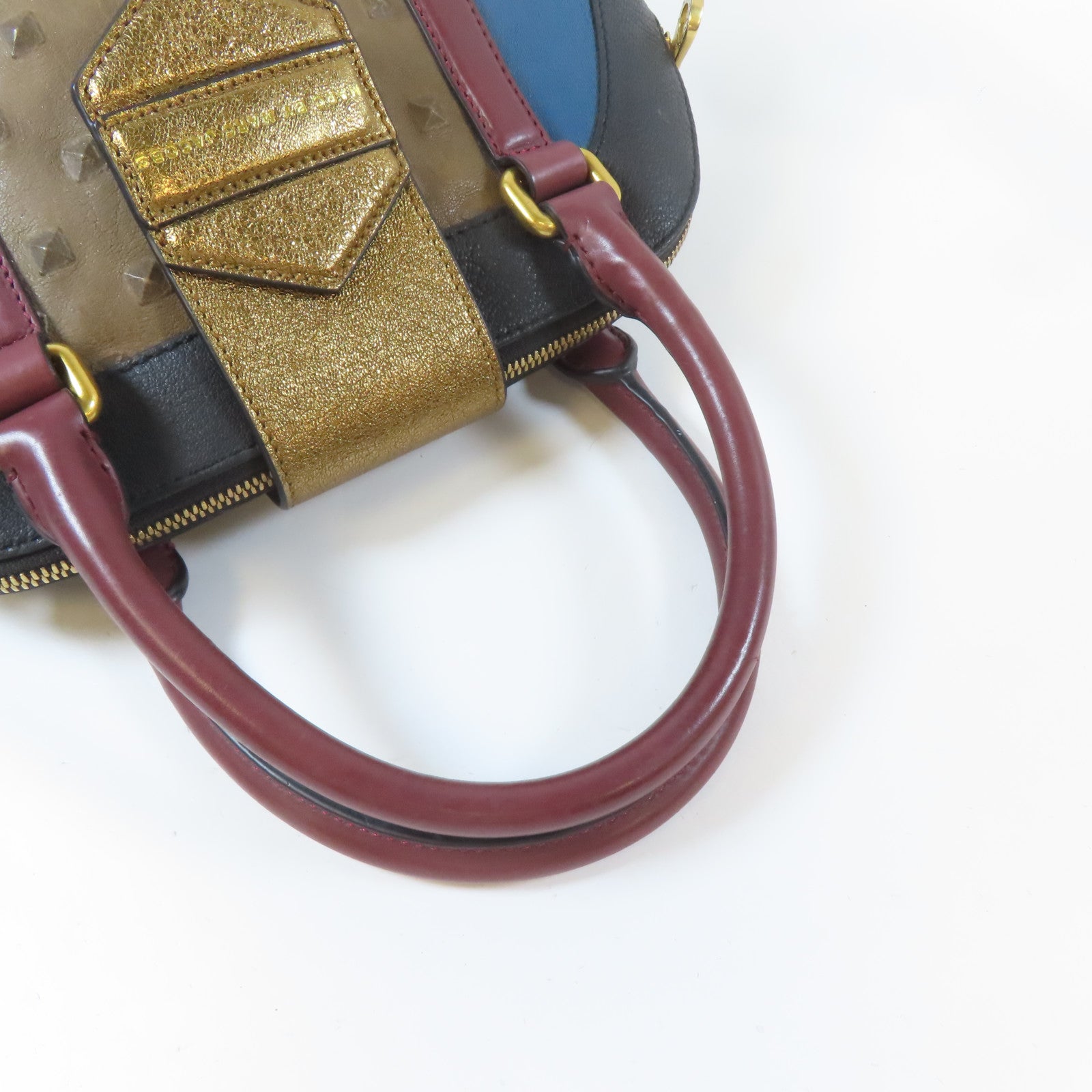 MARC BY MARC JACOBS 牛皮皮革Hand Bag金扣手挽袋藍色/黑色/金色/啡色