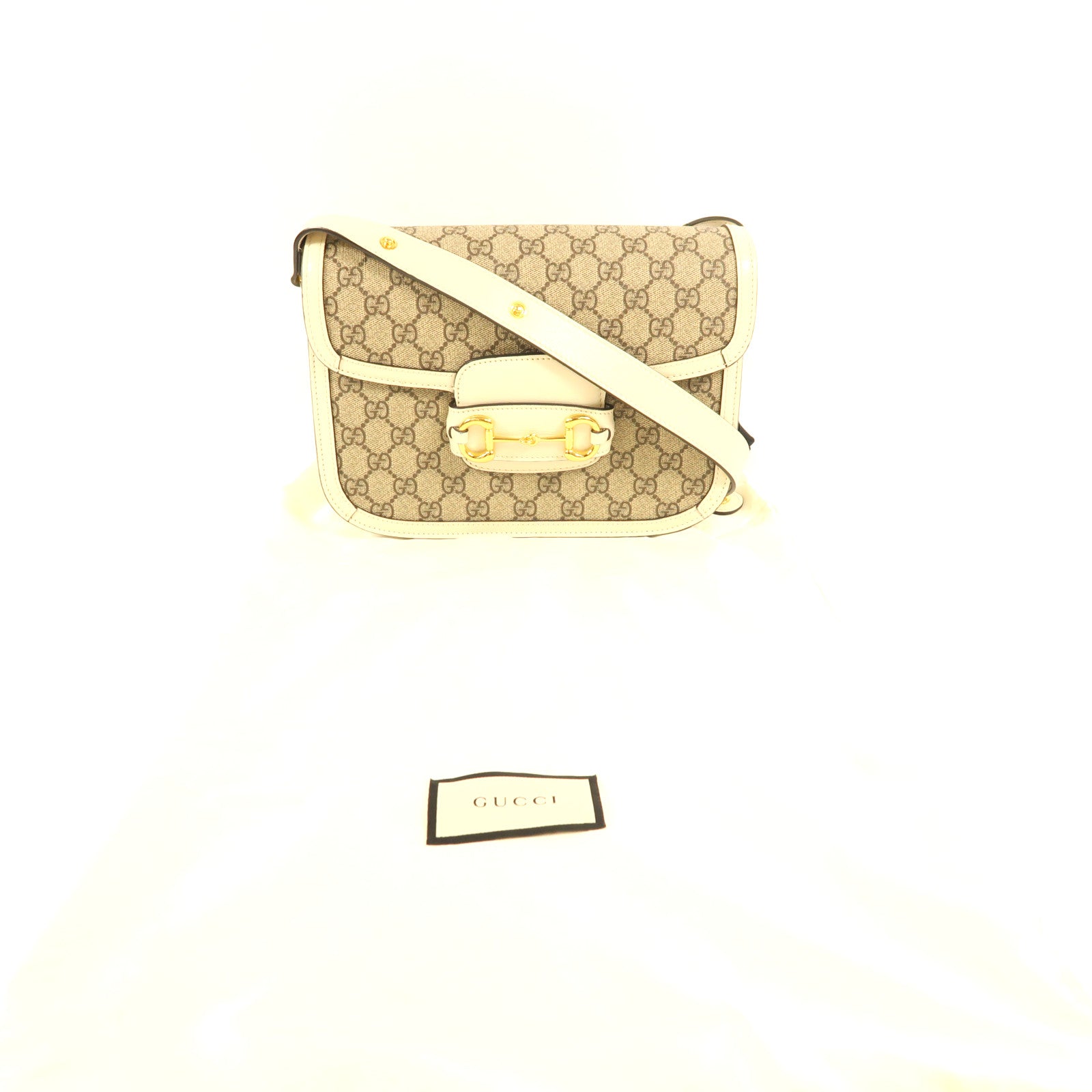 GUCCI 【激減優惠】塗層帆布Horsebit 1955金扣肩背袋