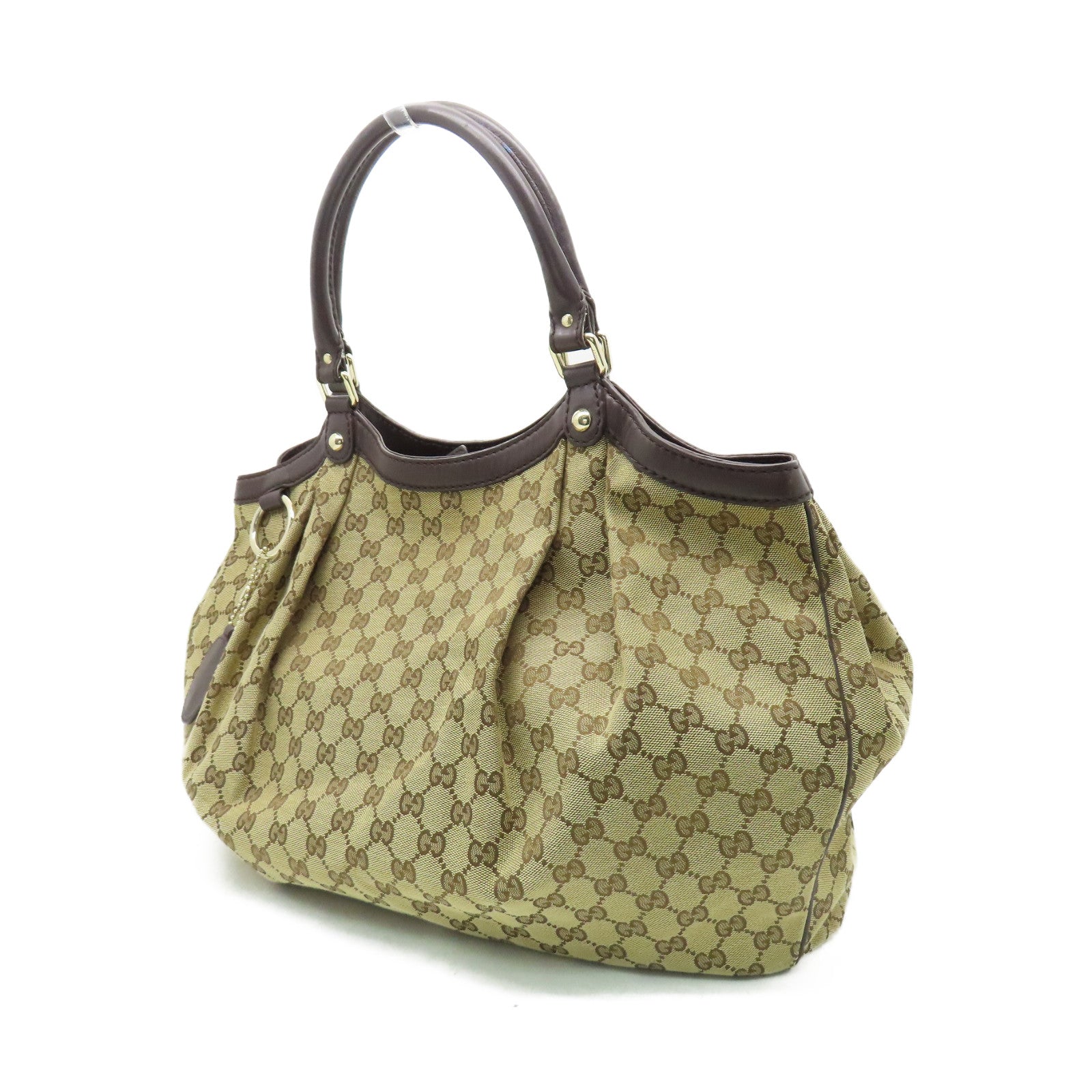 GUCCI 【激減優惠】帆布Shoulder Bag金扣肩背袋啡色
