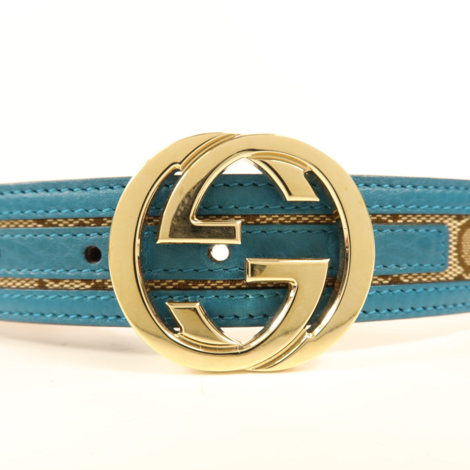 GUCCI 皮革/帆布Belt金扣皮帶