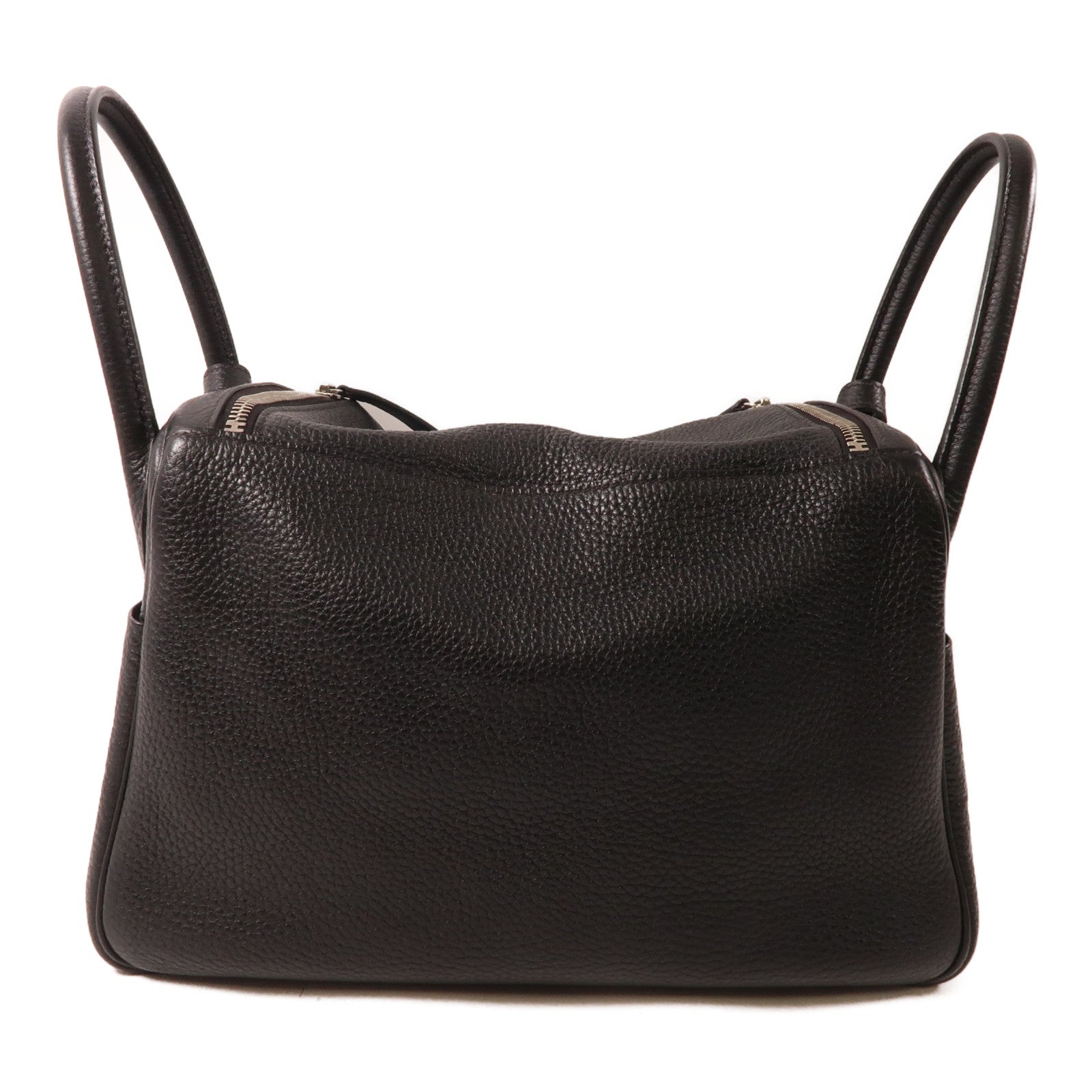 HERMES Clemence皮革Lindy 30銀扣肩背袋Noir黑色