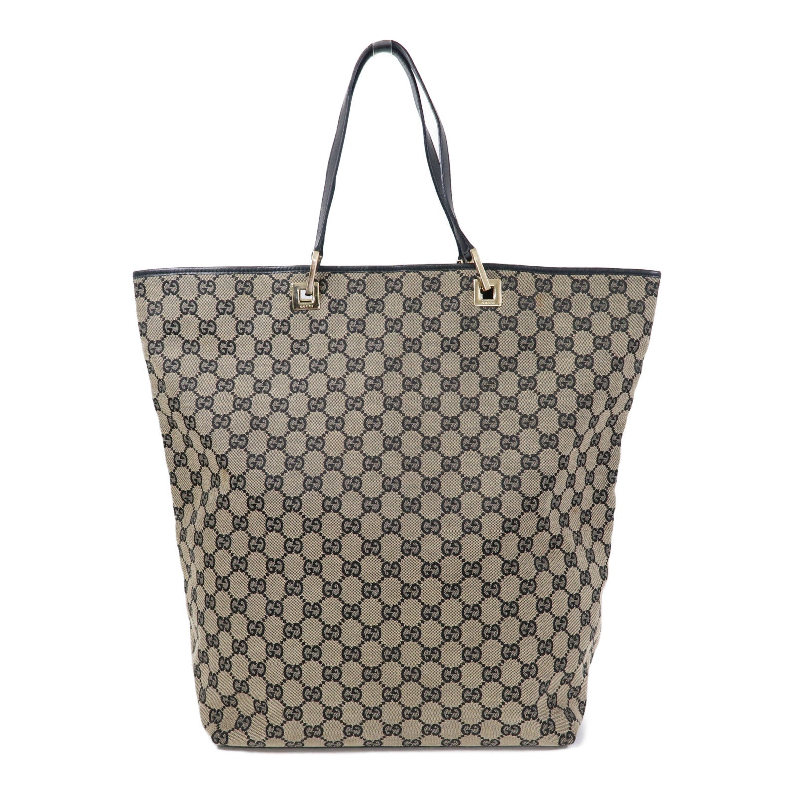 GUCCI 帆布Tote Bag金扣手挽袋啡色