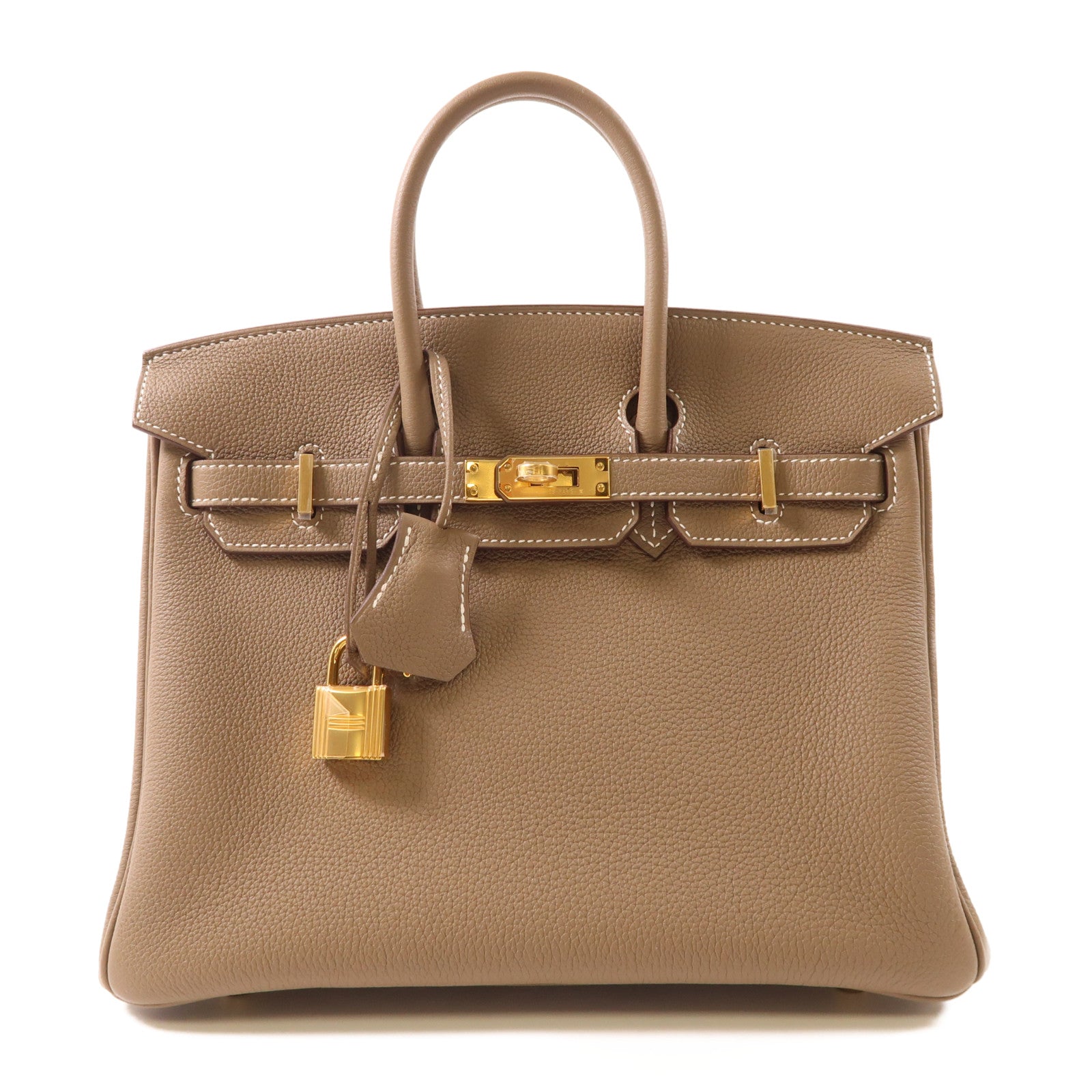 HERMES ogo皮革Birkin 25金扣手挽袋Etoupe大象灰色