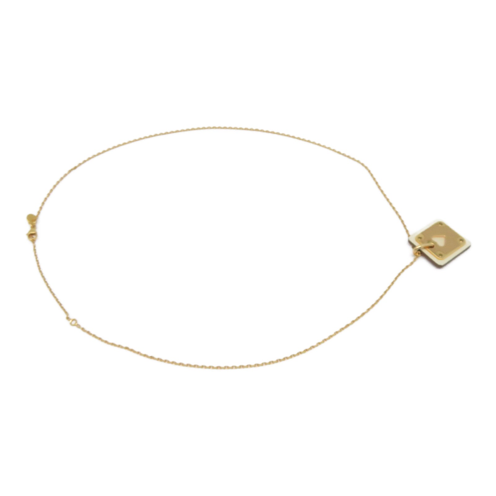 HERMES 【激減優惠】Swift皮革/金屬As de Coeur Pendant項鍊白色/金色