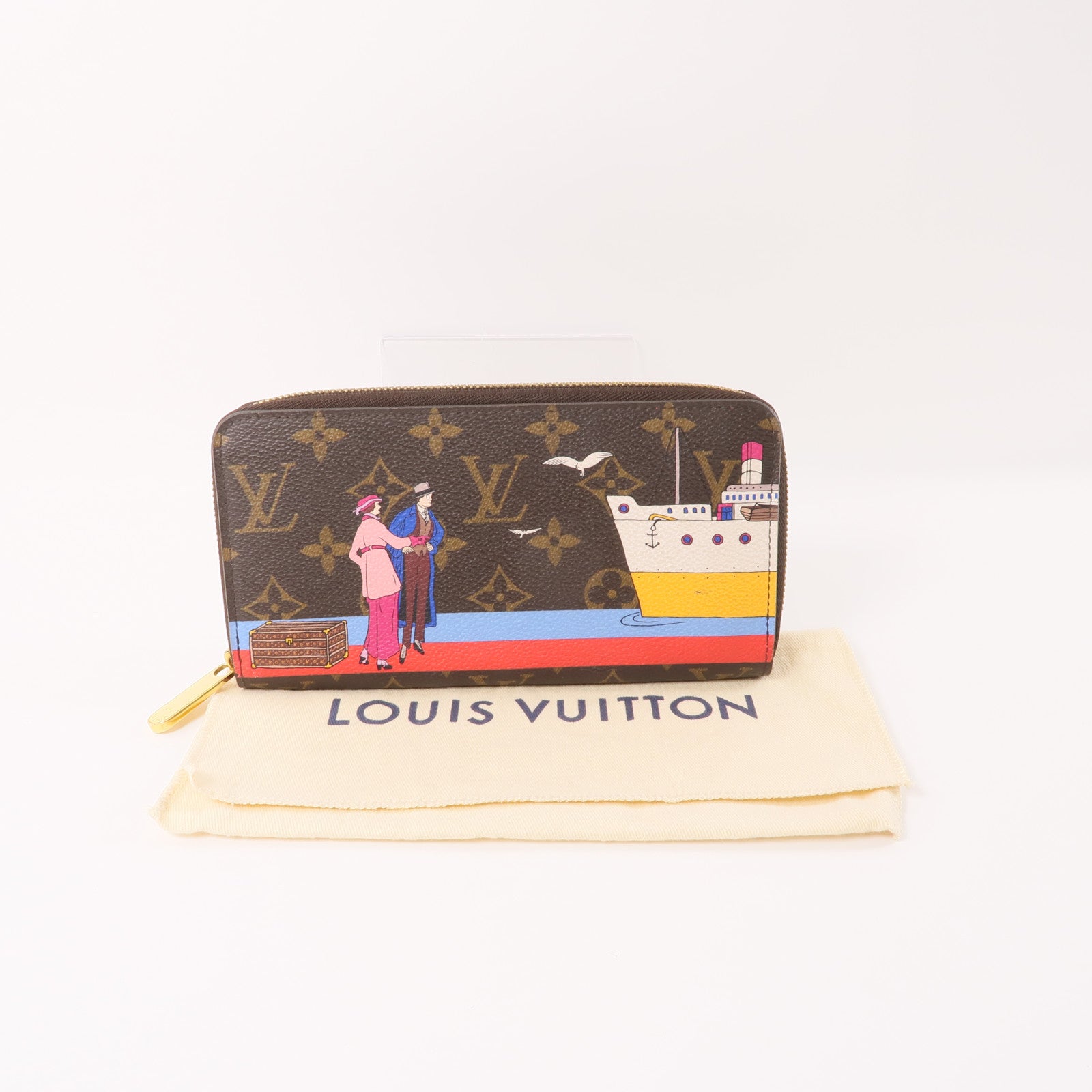 LOUIS VUITTON Monogram Zippy Wallet金扣長錢包棕色