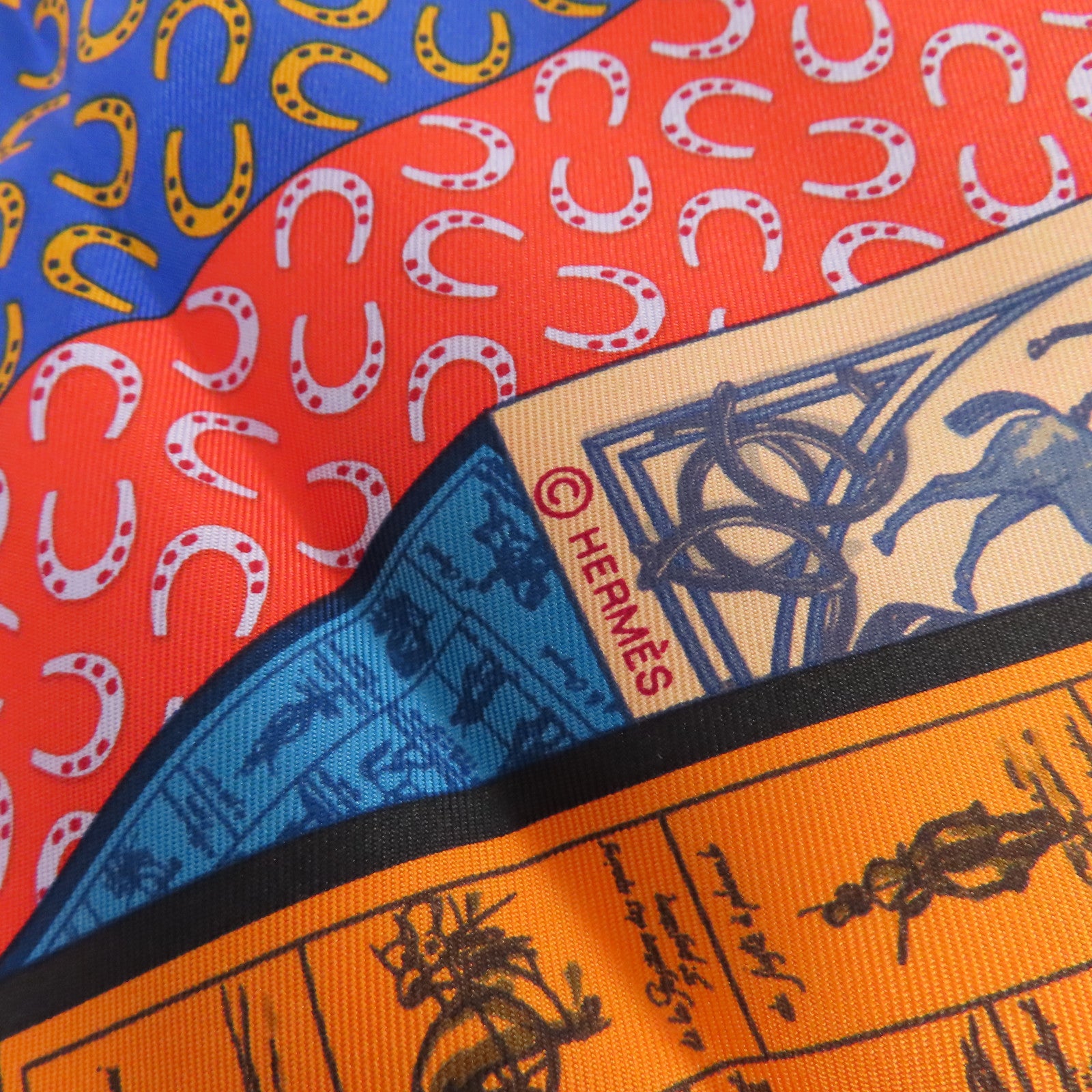 HERMES 絲質90x90 Scarf絲巾橙色/藍色/紅色/彩色