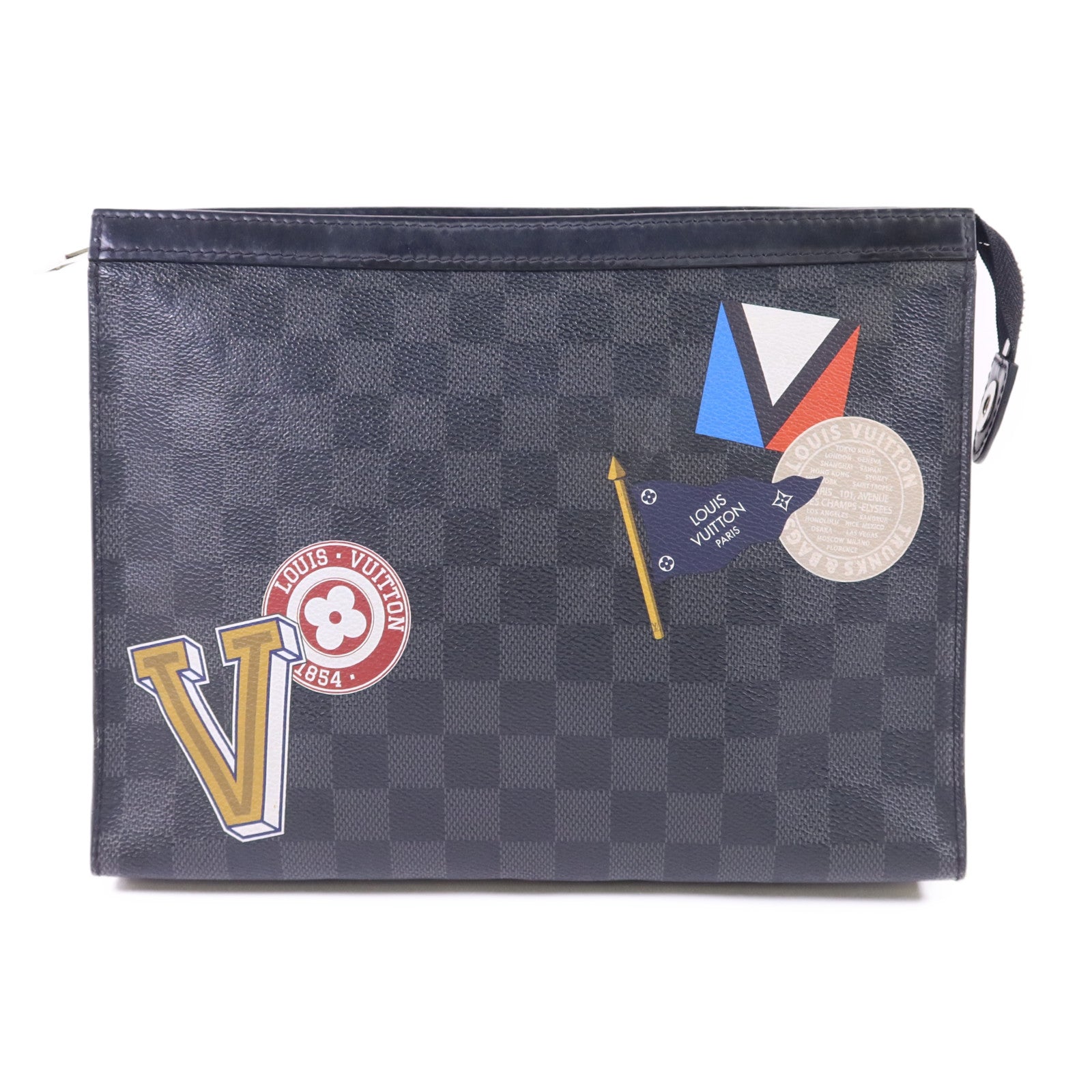 LOUIS VUITTON Damier Graphite Pochette Voyage MM銀扣手拿包