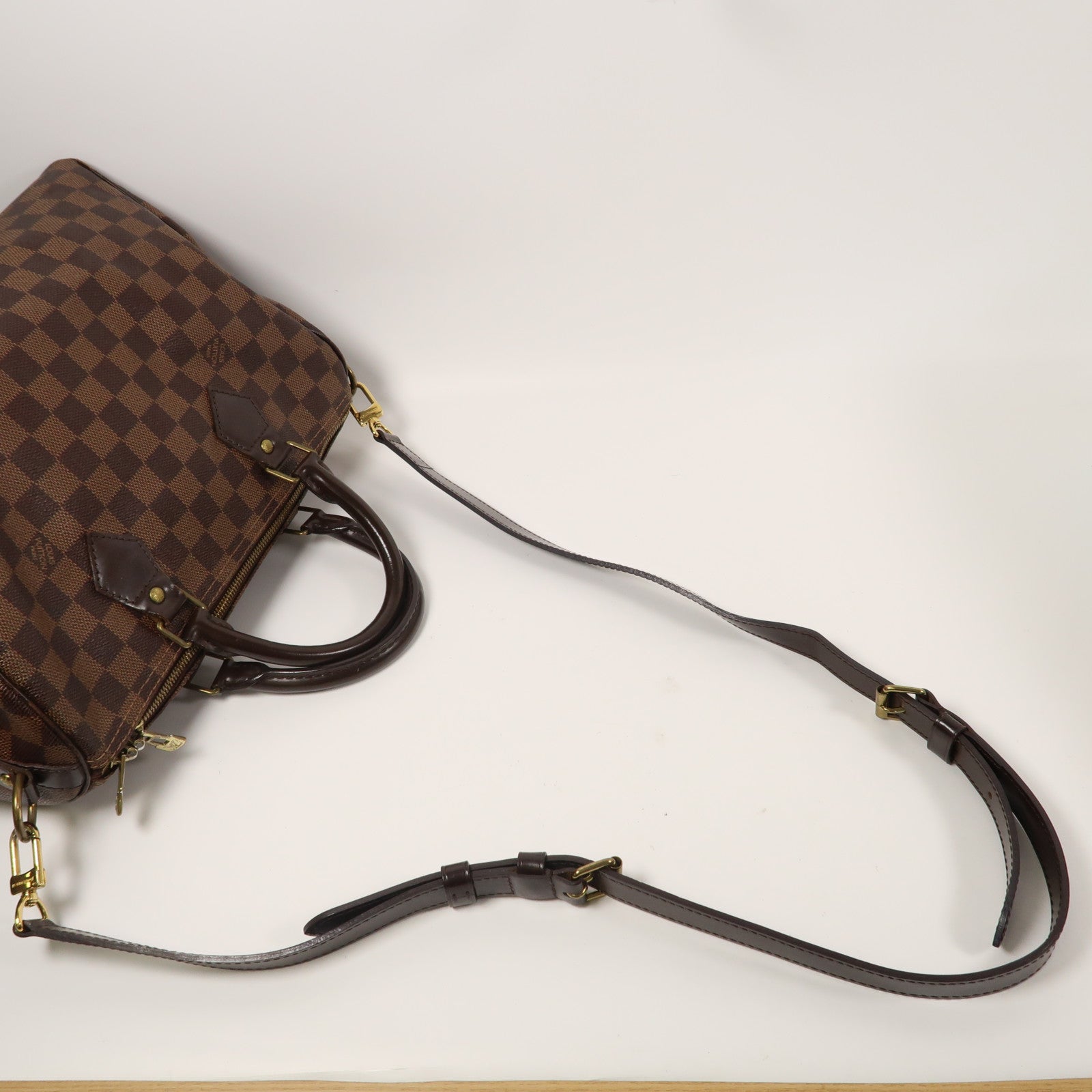 LOUIS VUITTON Damier Speedy 30 金扣手挽肩背兩用袋啡色