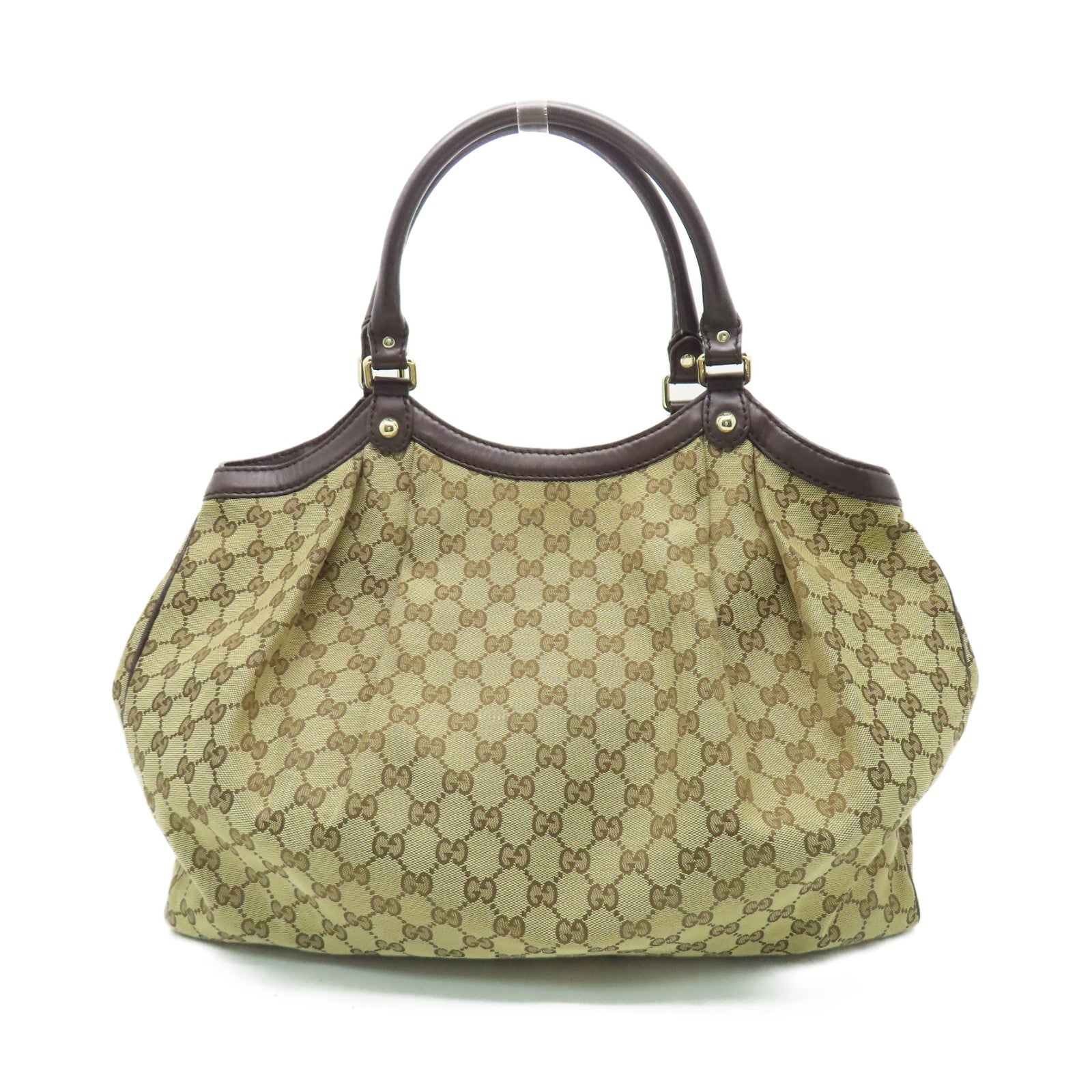 GUCCI 【激減優惠】帆布Shoulder Bag金扣肩背袋啡色