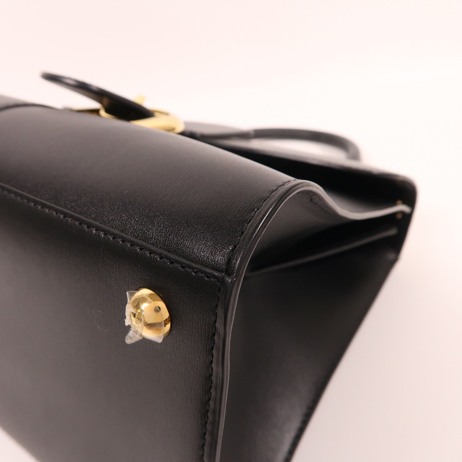 Delvaux GHW Brillant MM 2 Way Shoulder Bag Calfskin Leather Black