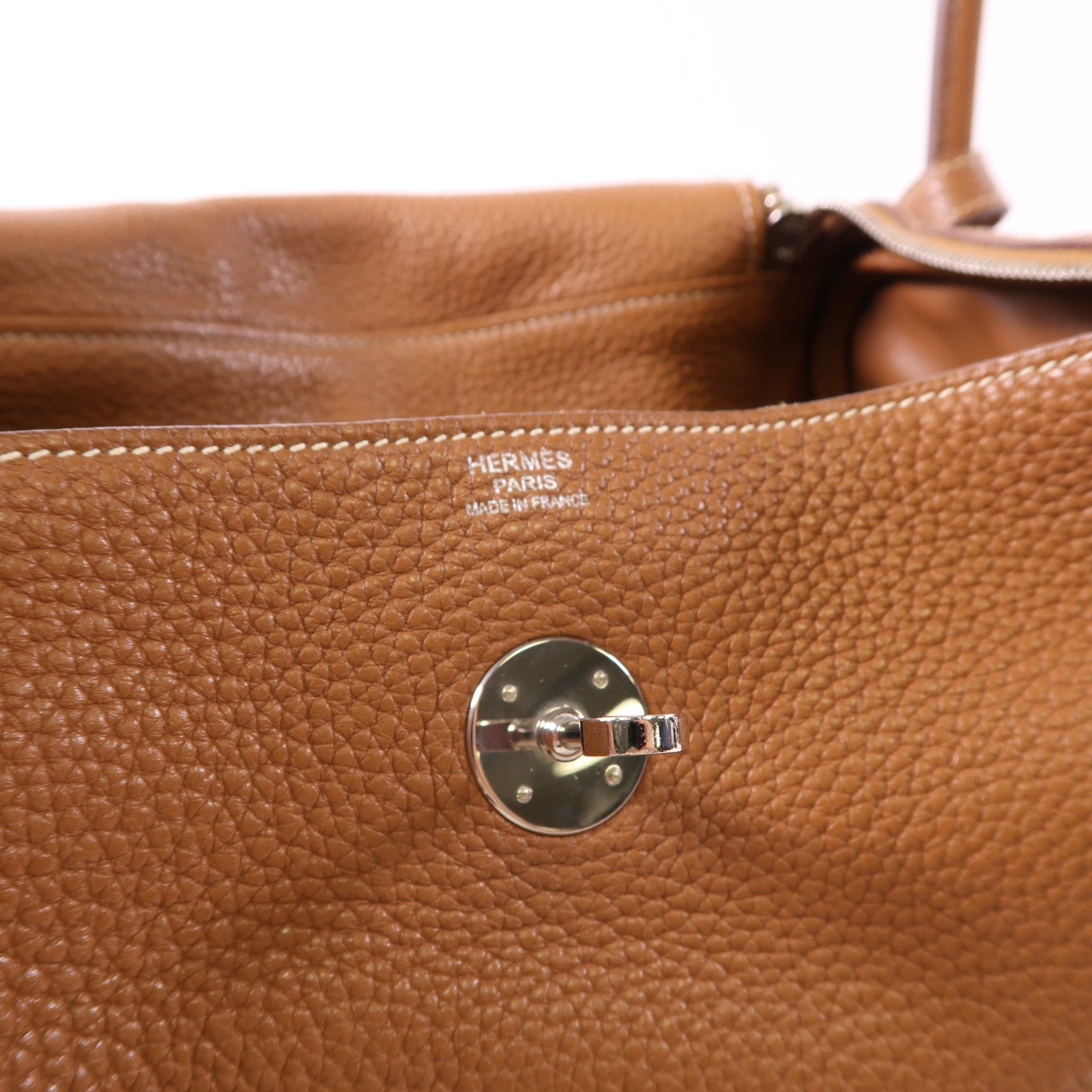 HERMES Clemence皮革Lindy 30銀扣手挽肩背兩用袋Gold
