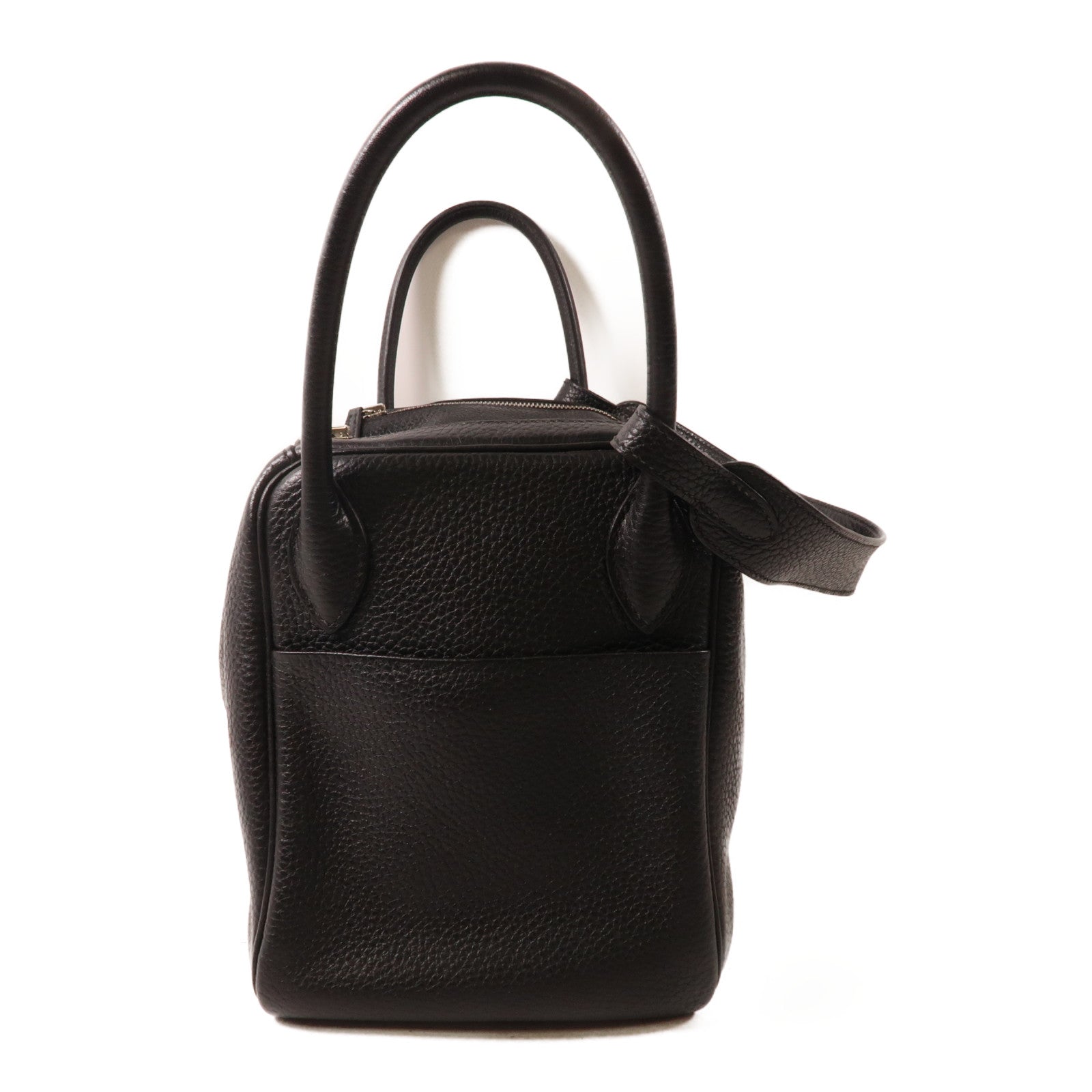 HERMES Clemence皮革Lindy 30銀扣肩背袋Noir黑色